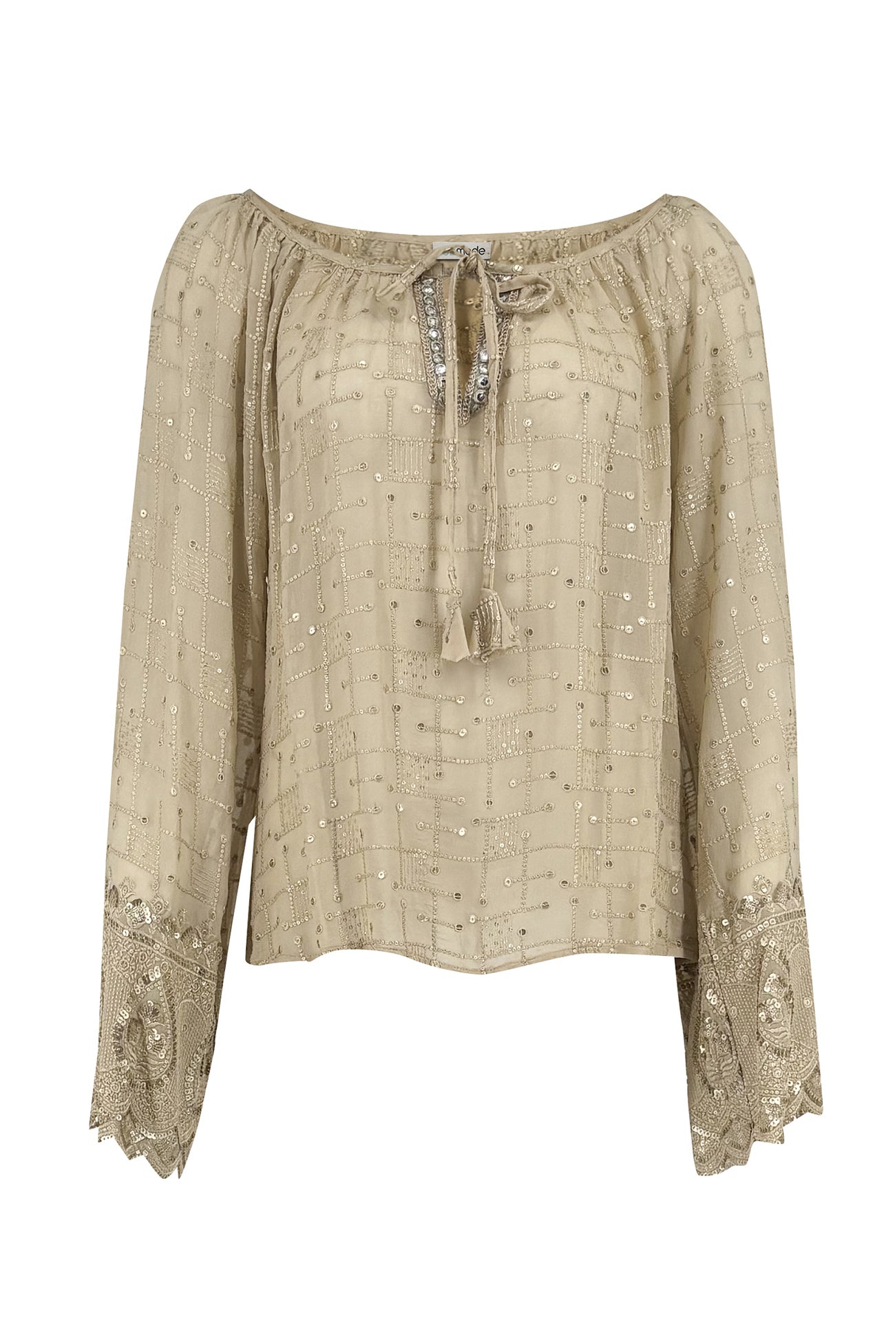 Ibzmode Blouse Tavia Lunara Sand with subtle shimmer detail