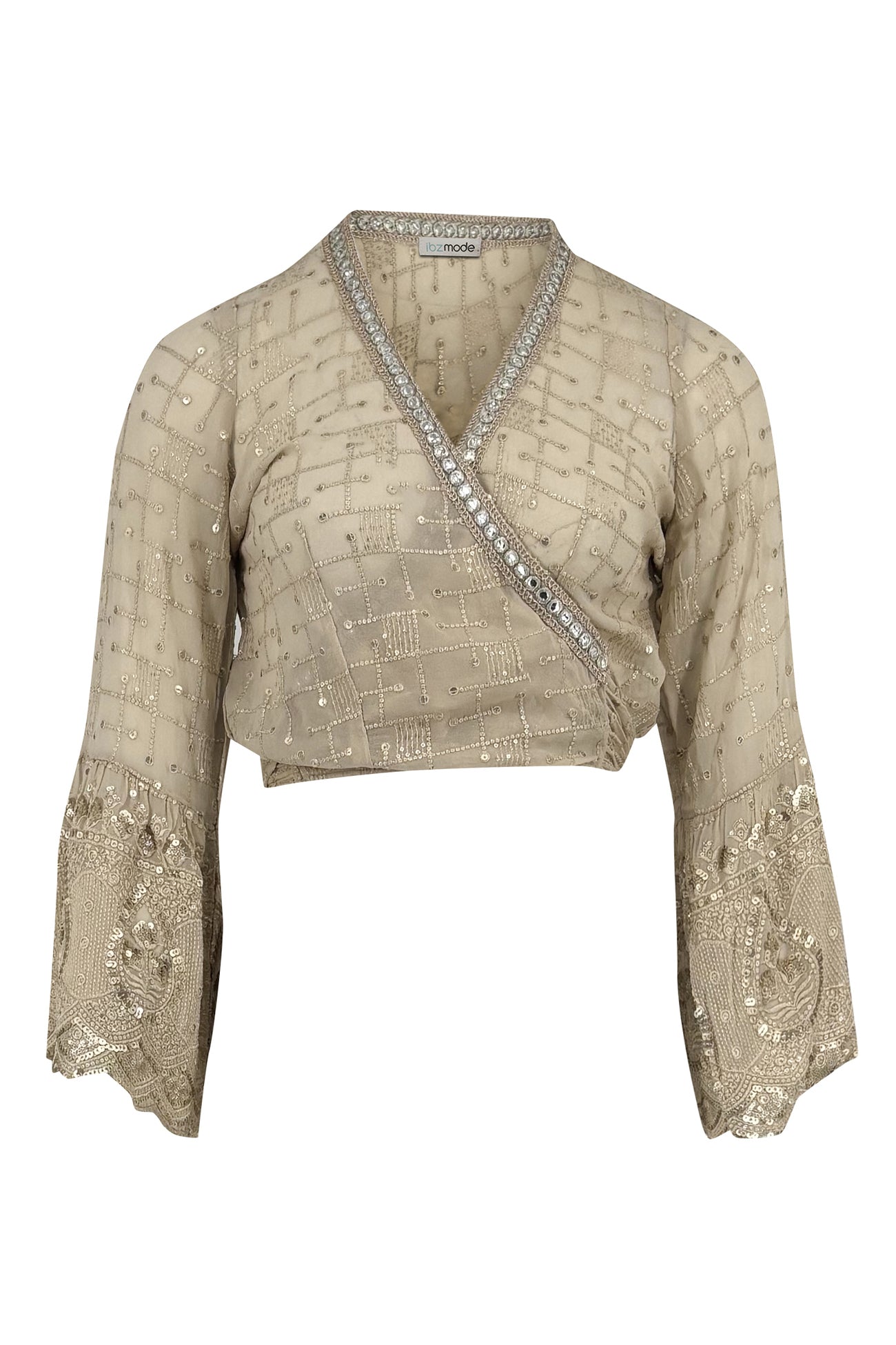 Ibzmode Wrap Top Darcia Lunara Sand with subtle shimmer detail