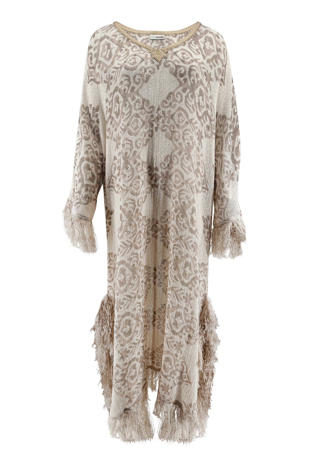 Ibizamode Kaftan Suna Alvaria Taupe with subtle shimmer detail