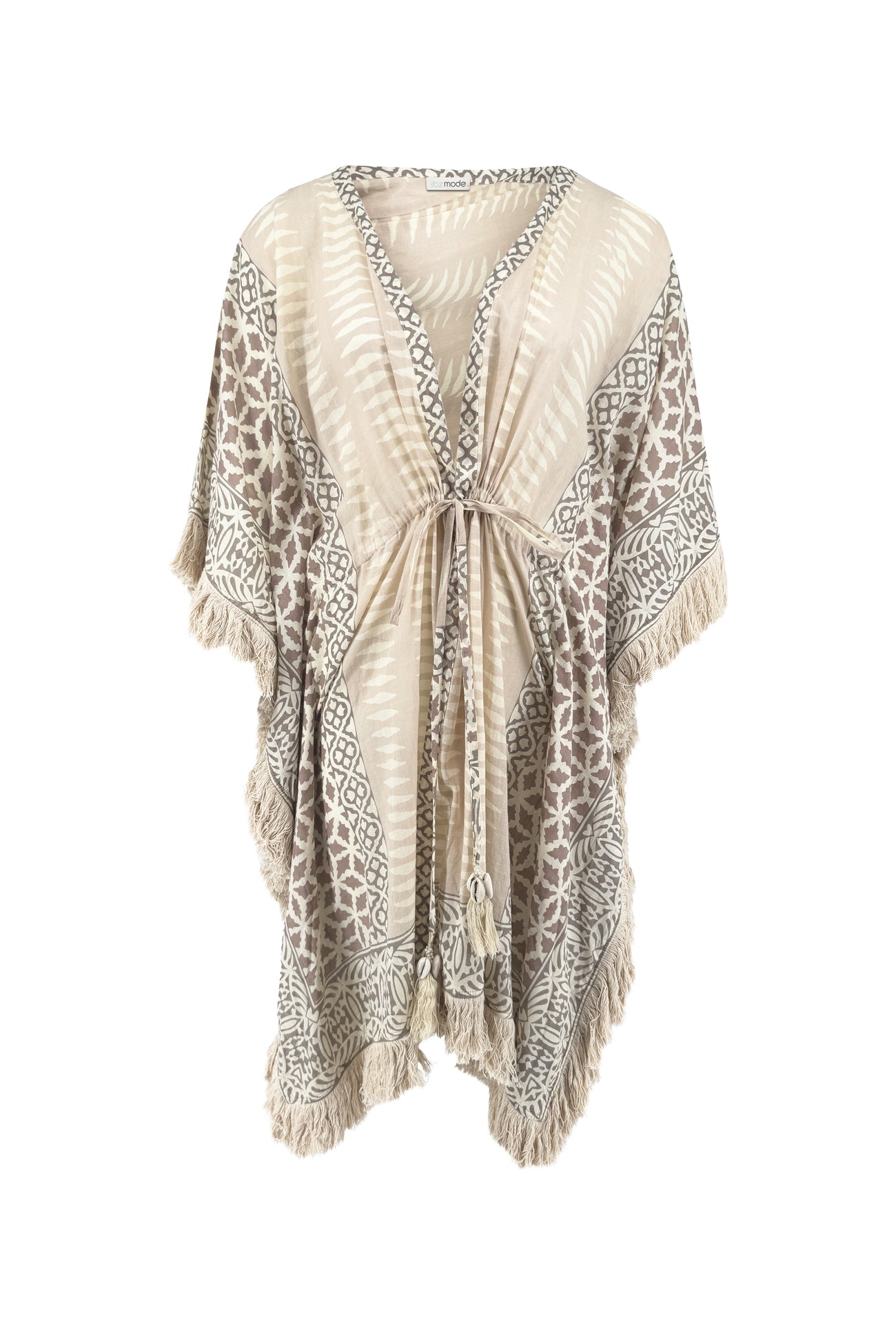 Ibzmode Short Kimono Flora Miranza Natural bohemian beachwear