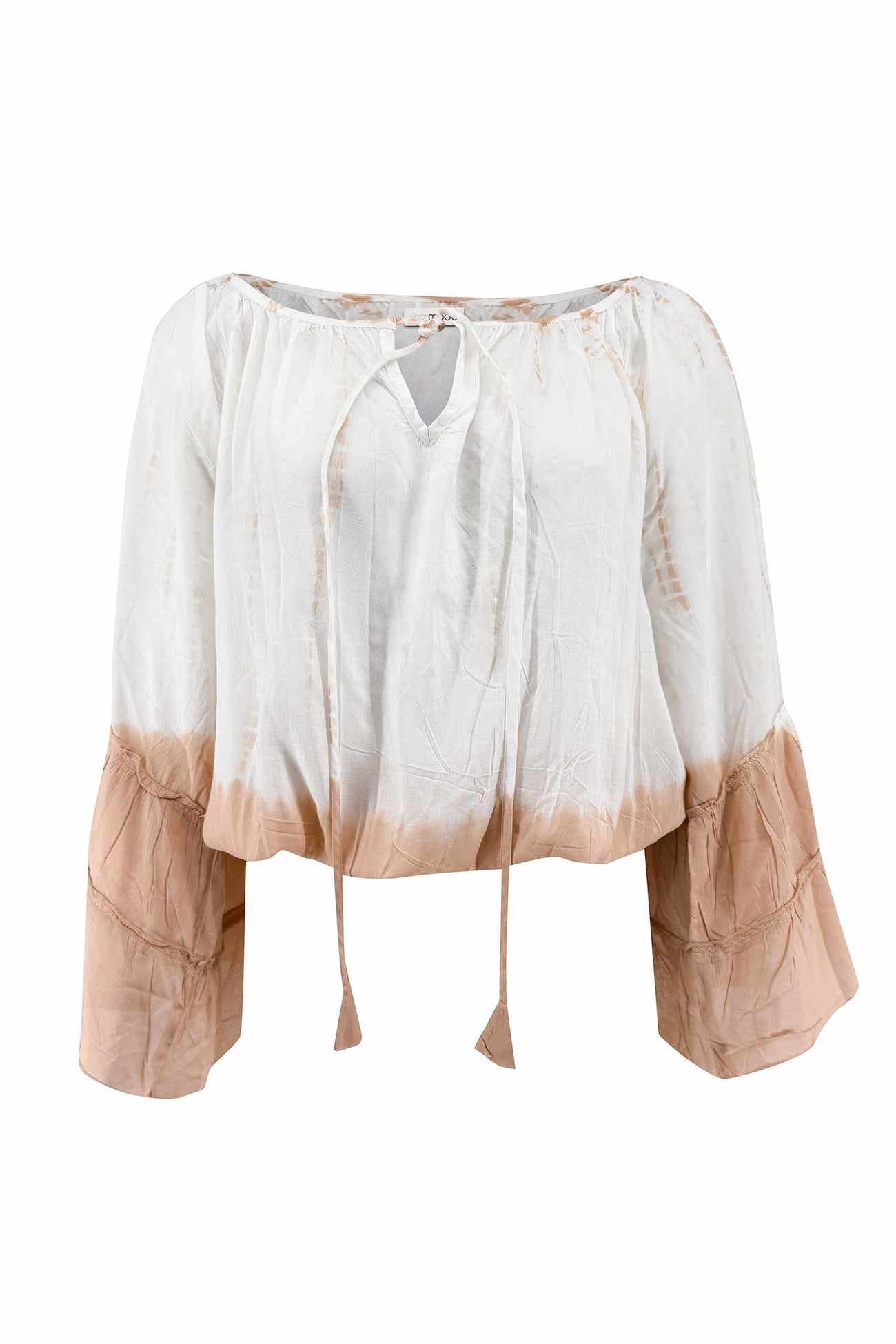 Ibizamode Bohemian Blush powder tie dye off shoulder viscose blouse