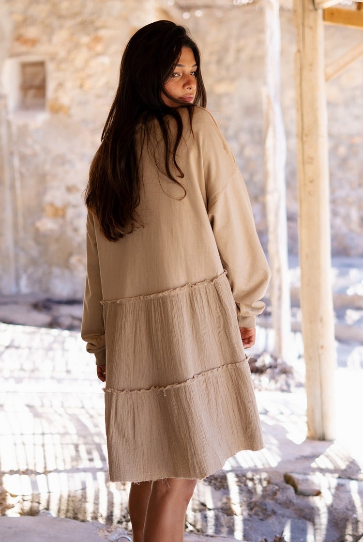 Bohemian jurk in taupe van ibzmode, Brands of Ibiza