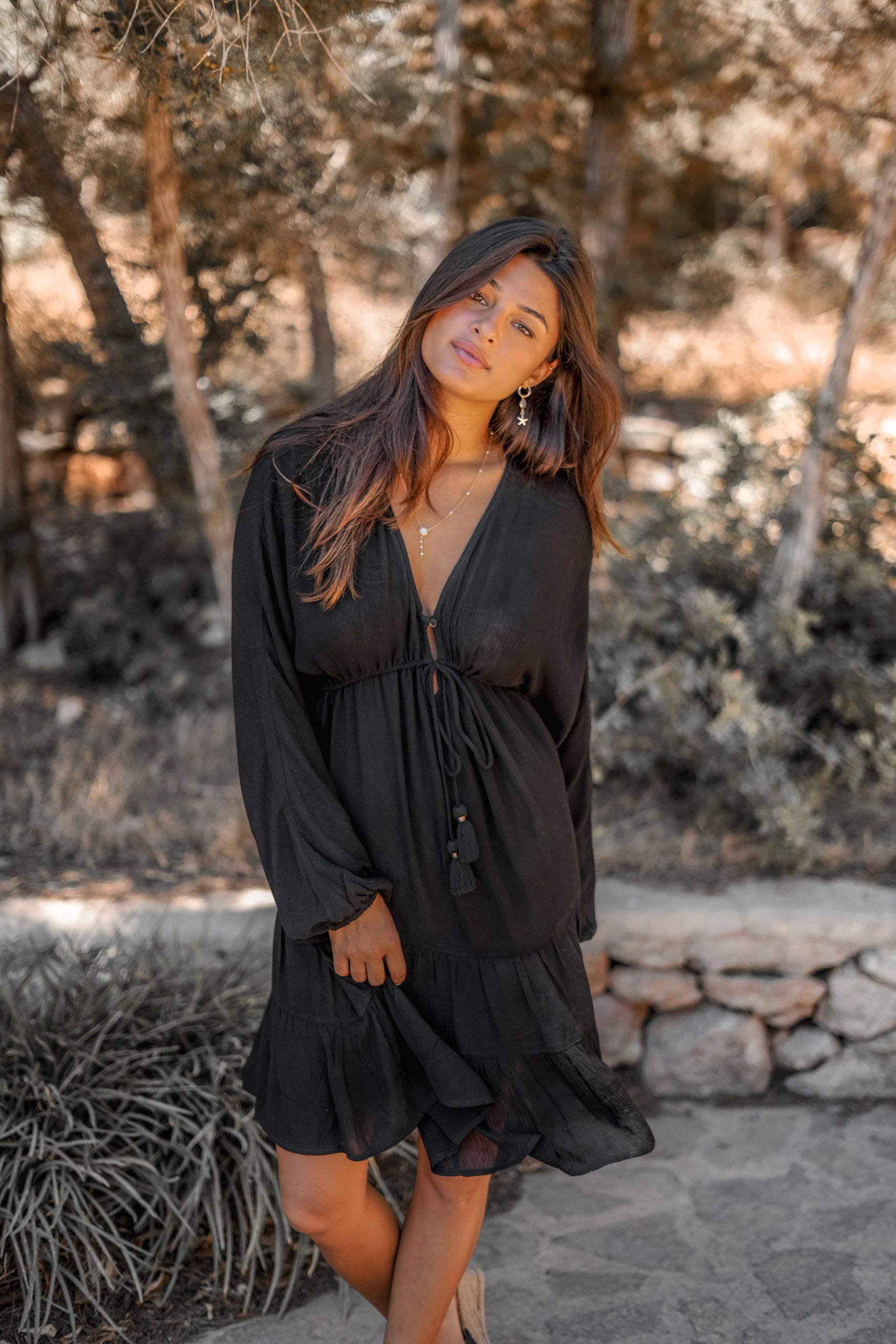 Bohemian dress in black from ibzmode, Brands of Ibiza
