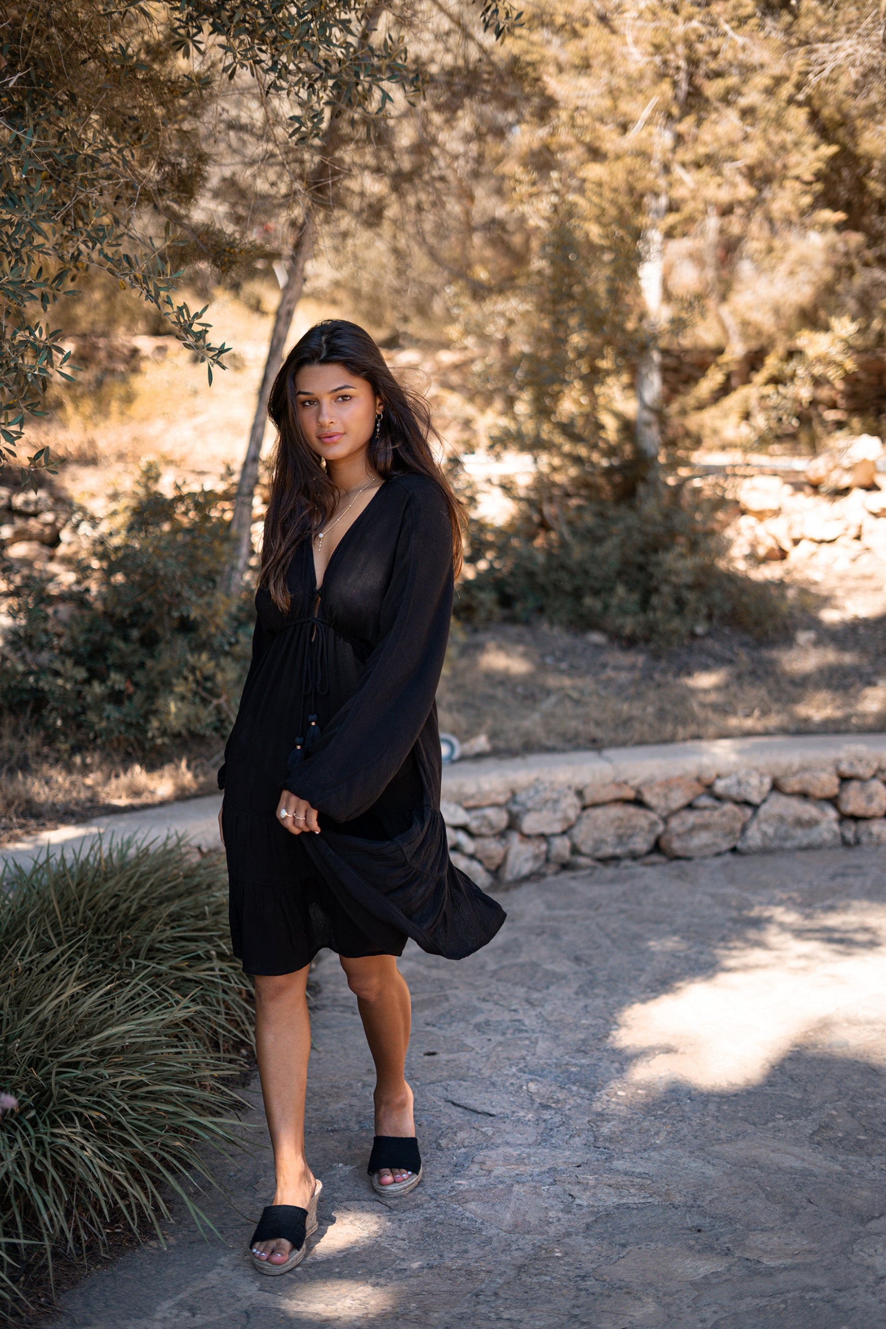 Bohemian dress in black from ibzmode, Brands of Ibiza