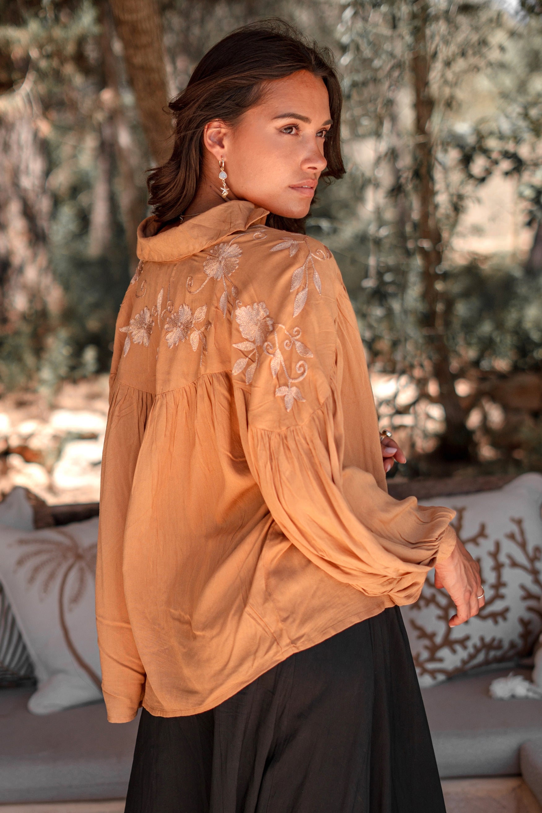 Bohemian blouse in brick van ibzmode, Brands of Ibiza