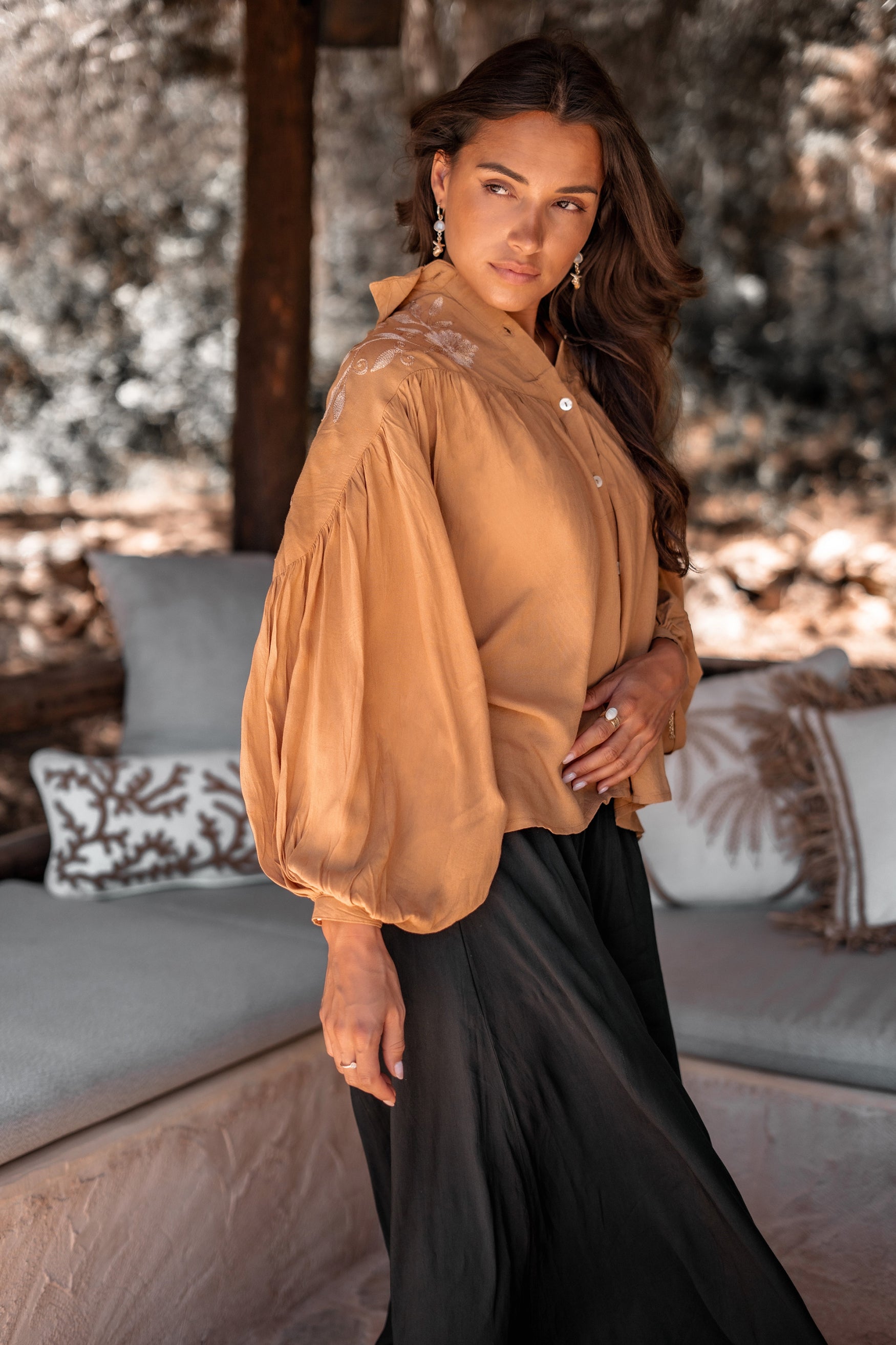 Bohemian blouse in brick van ibzmode, Brands of Ibiza