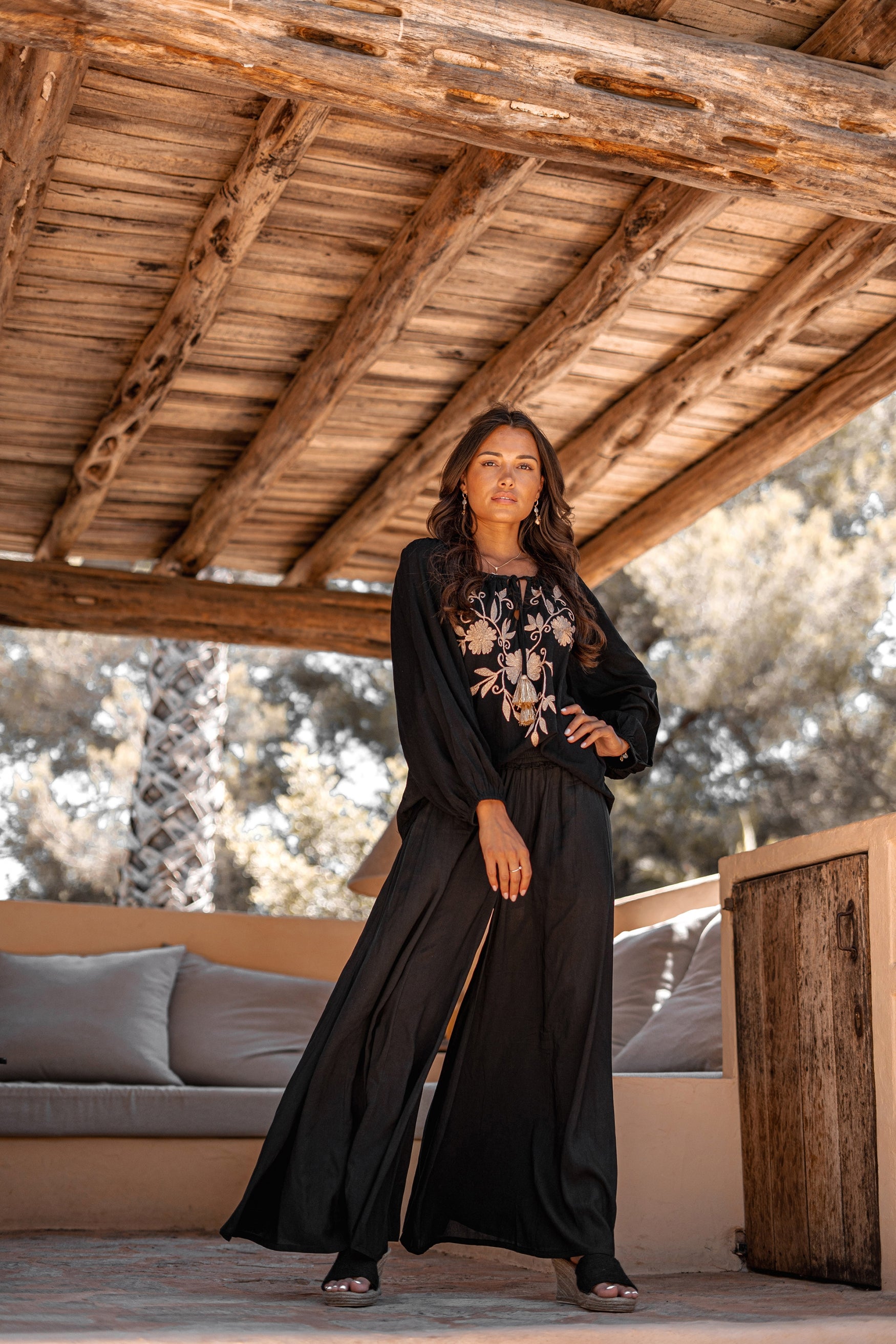 Bohemian blouse in black van ibzmode, Brands of Ibiza