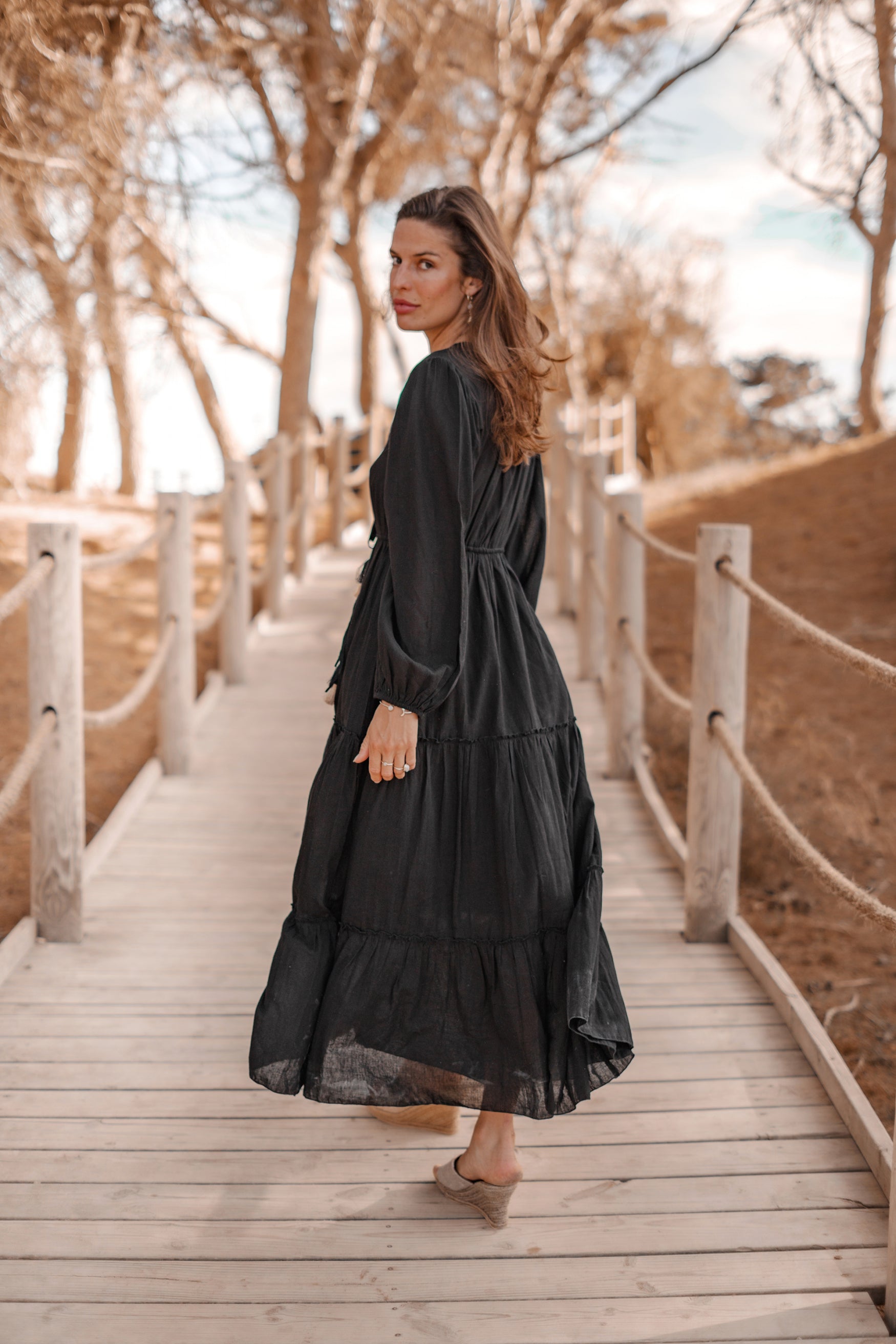 Bohemian jurk in black van ibzmode, Brands of Ibiza