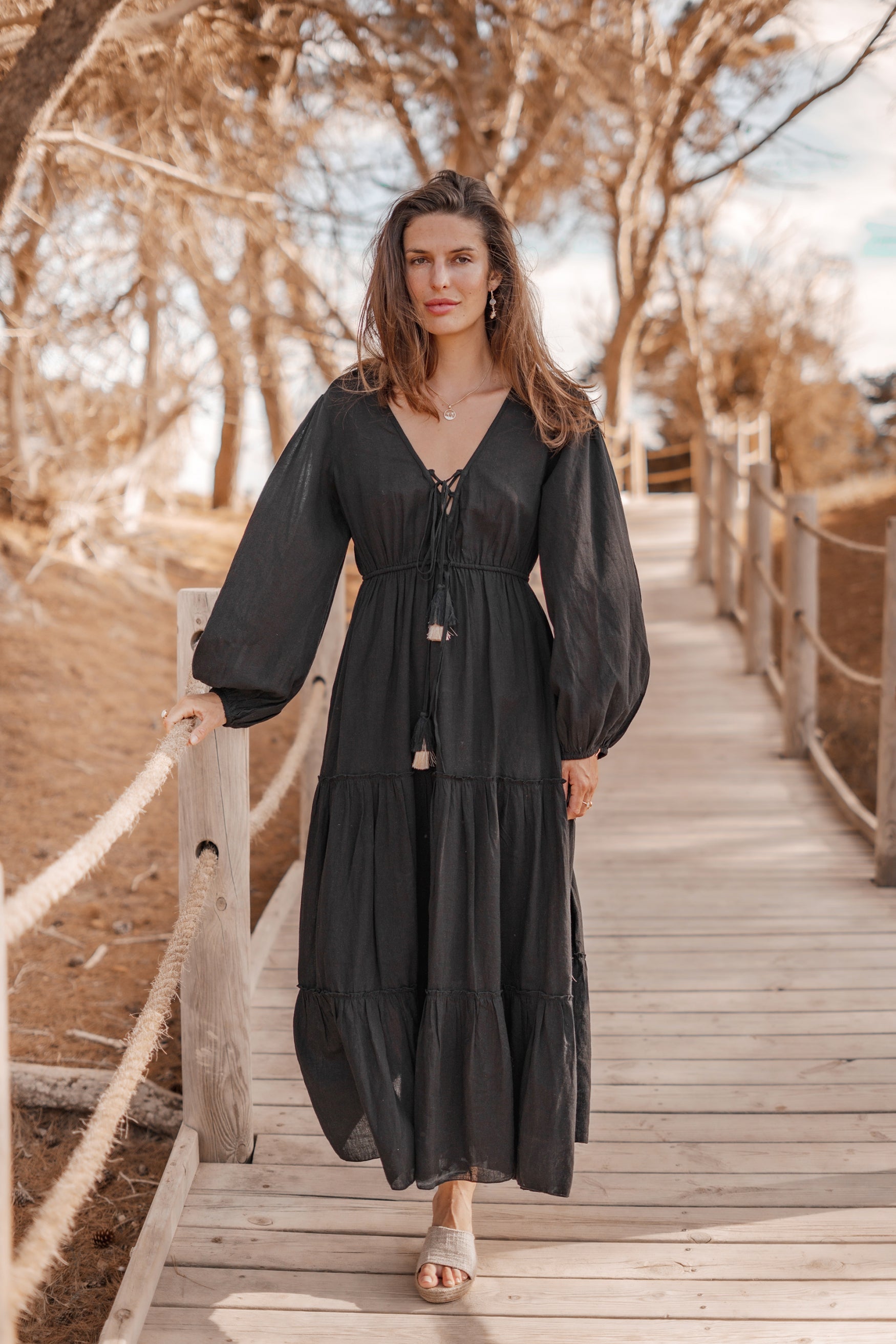 Bohemian jurk in black van ibzmode, Brands of Ibiza