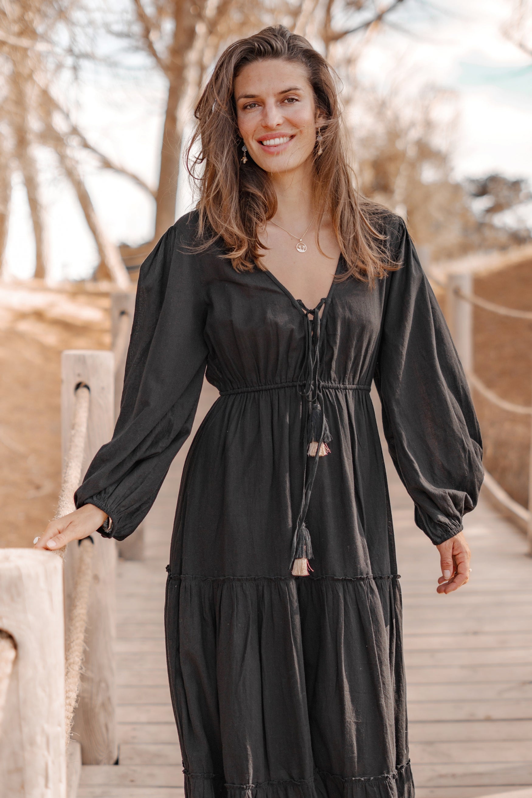 Bohemian jurk in black van ibzmode, Brands of Ibiza