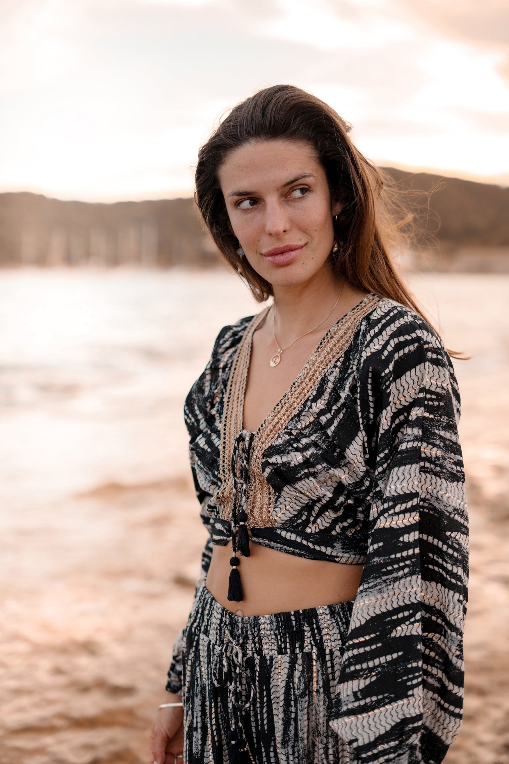 Bohemian top in black van ibzmode, Brands of Ibiza