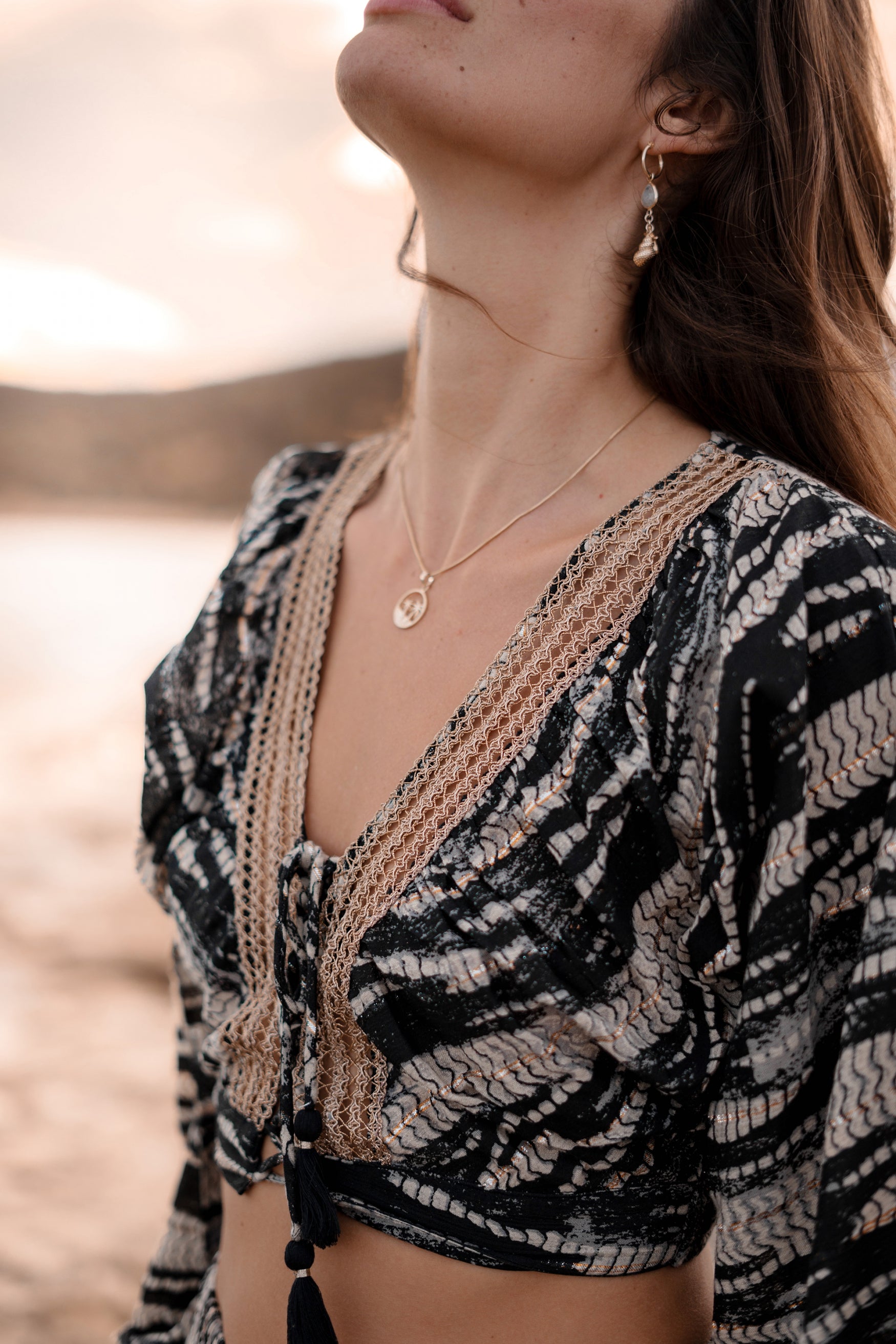 Bohemian top in black van ibzmode, Brands of Ibiza