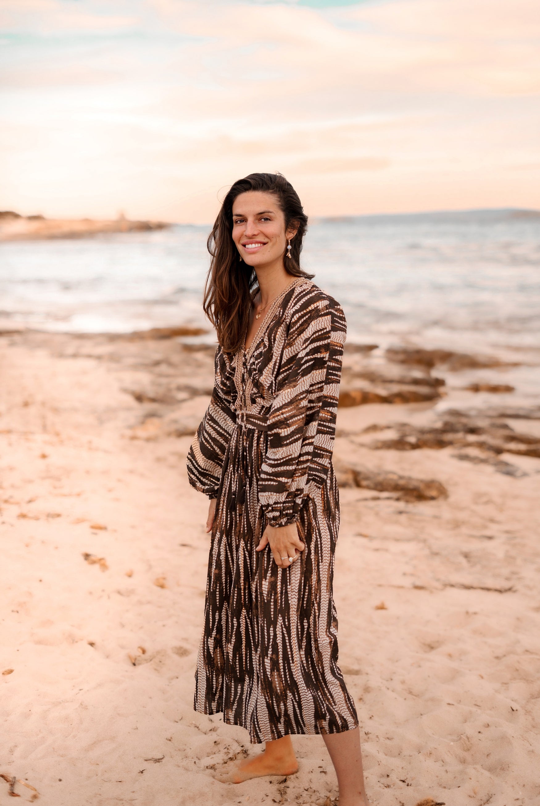 Bohemian jurk in brown van ibzmode, Brands of Ibiza