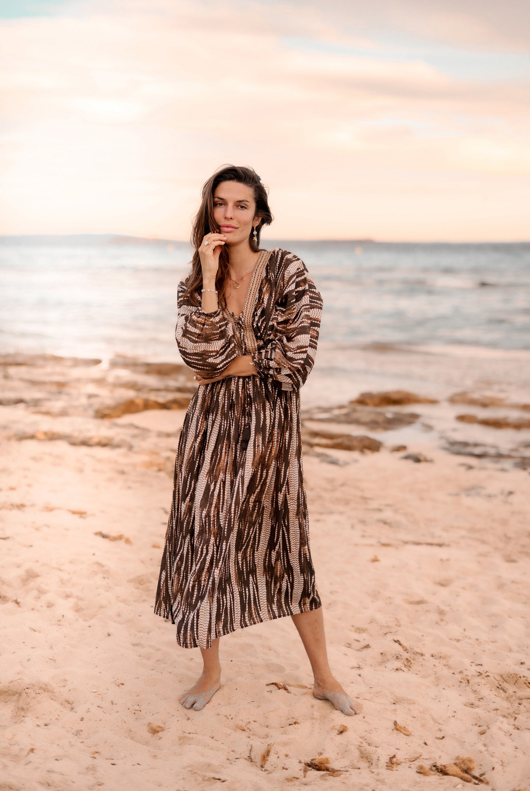 Bohemian jurk in brown van ibzmode, Brands of Ibiza