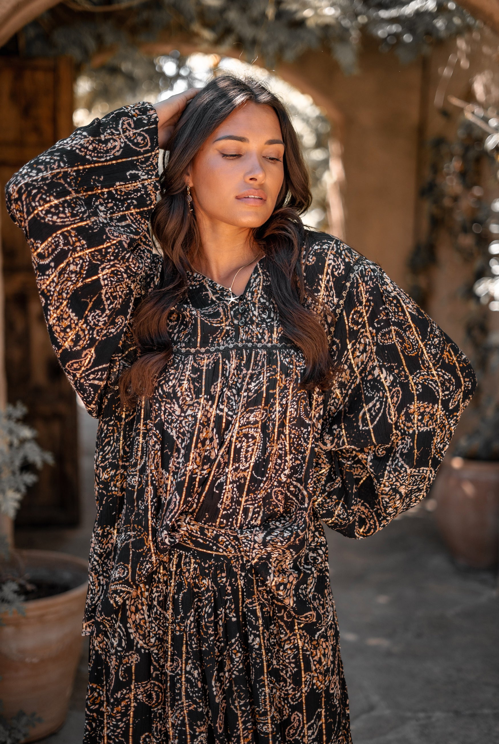 Bohemian blouse in black van ibzmode, Brands of Ibiza
