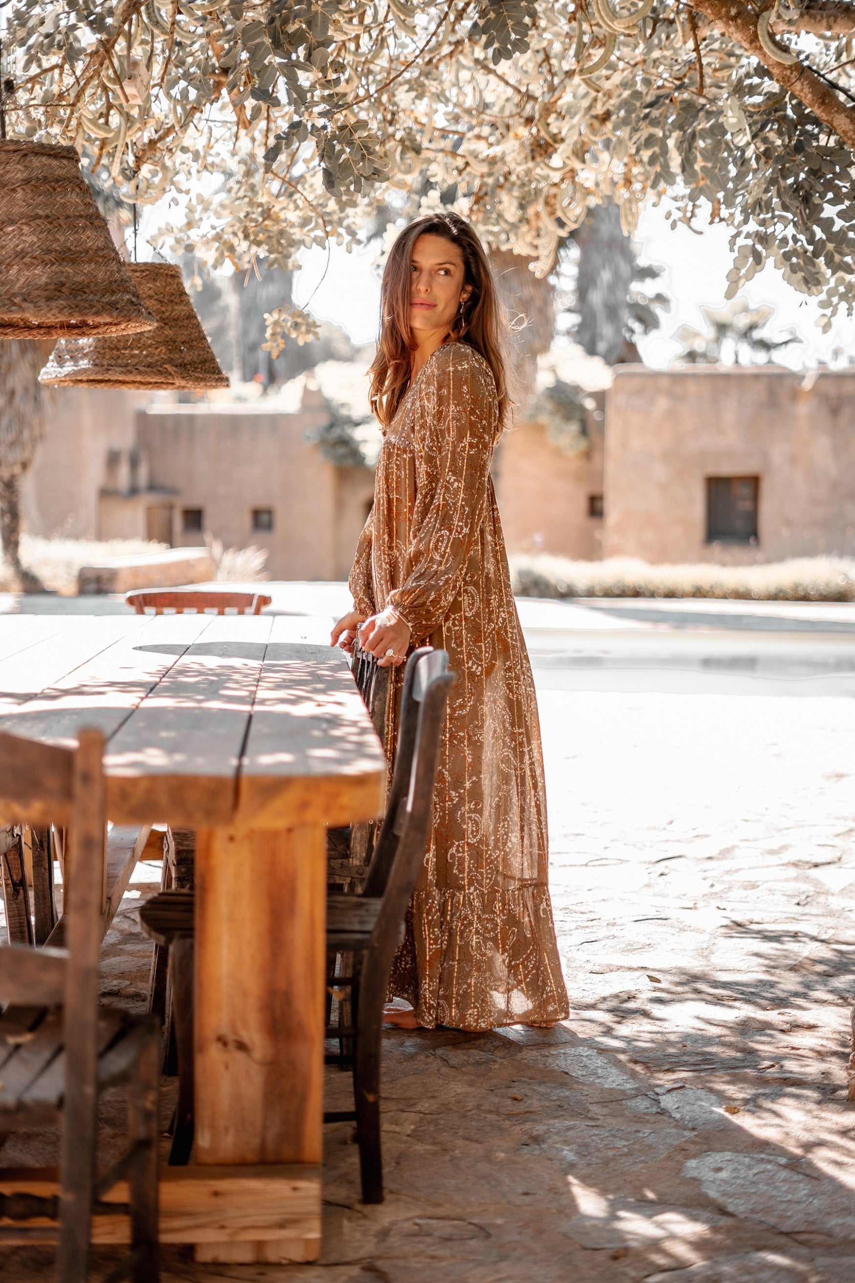 Bohemian rok in taupe peach van ibzmode, Brands of Ibiza