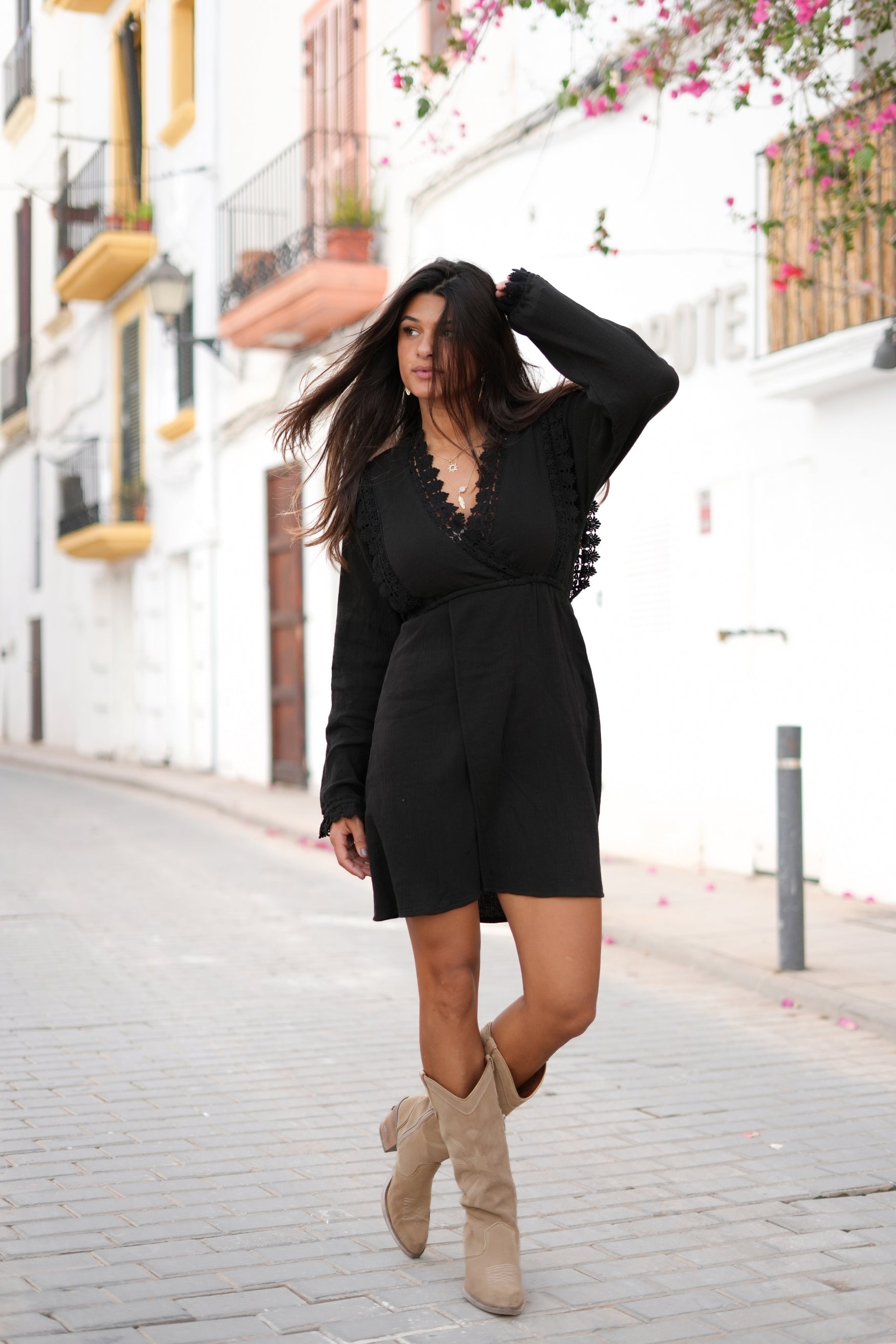 Bohemian jurk in black van ibzmode, Brands of Ibiza