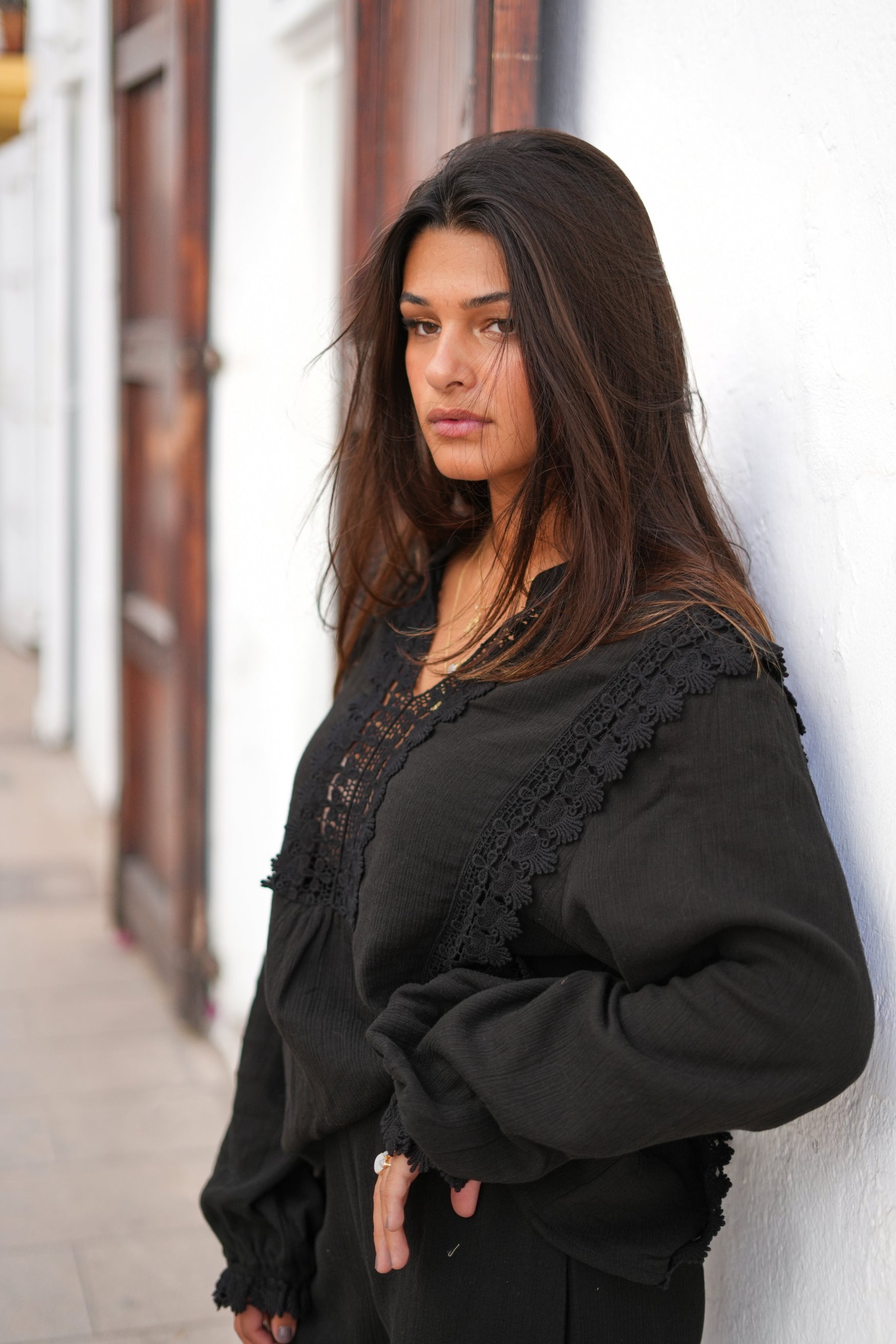 Bohemian blouse in black van ibzmode, Brands of Ibiza