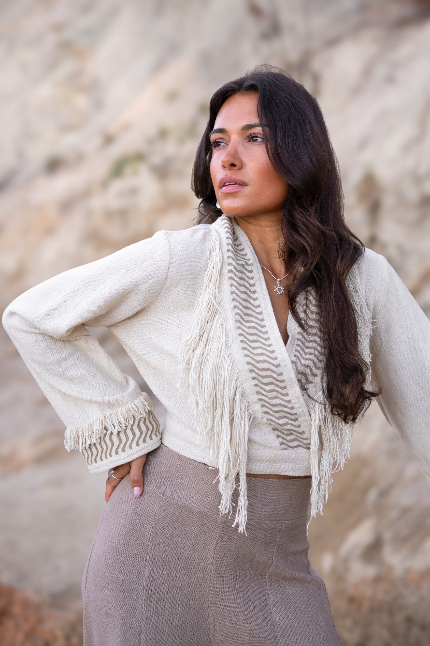 Bohemian top in ecru van ibzmode, Brands of Ibiza