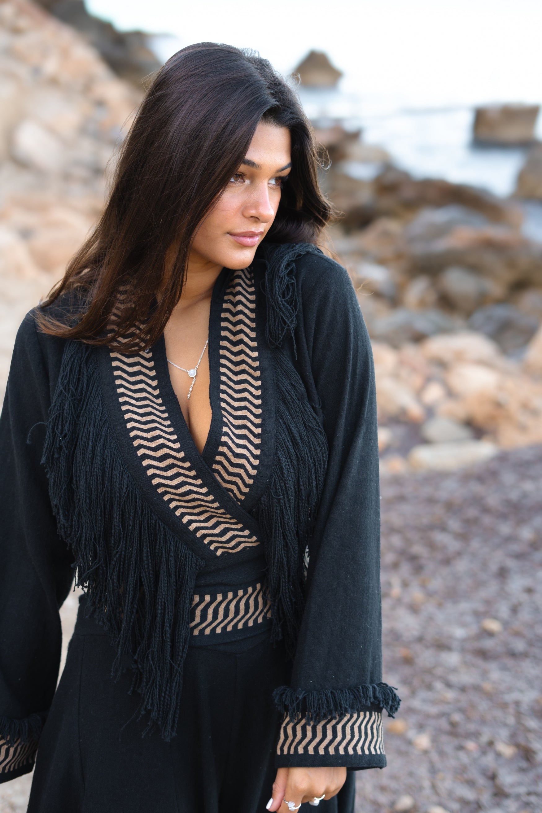 Bohemian top in black van ibzmode, Brands of Ibiza