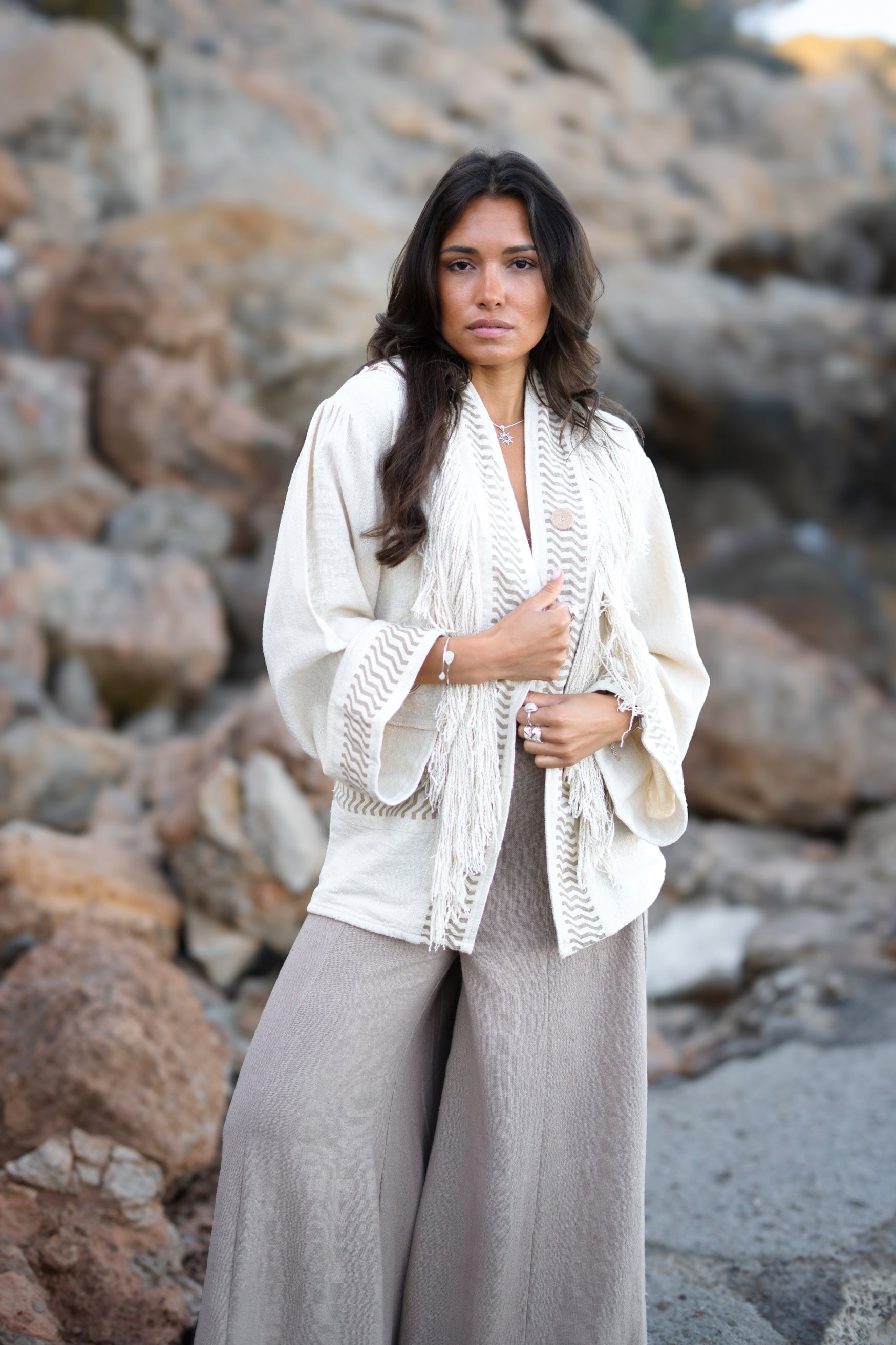 Bohemian kimono in ecru van ibzmode, Brands of Ibiza