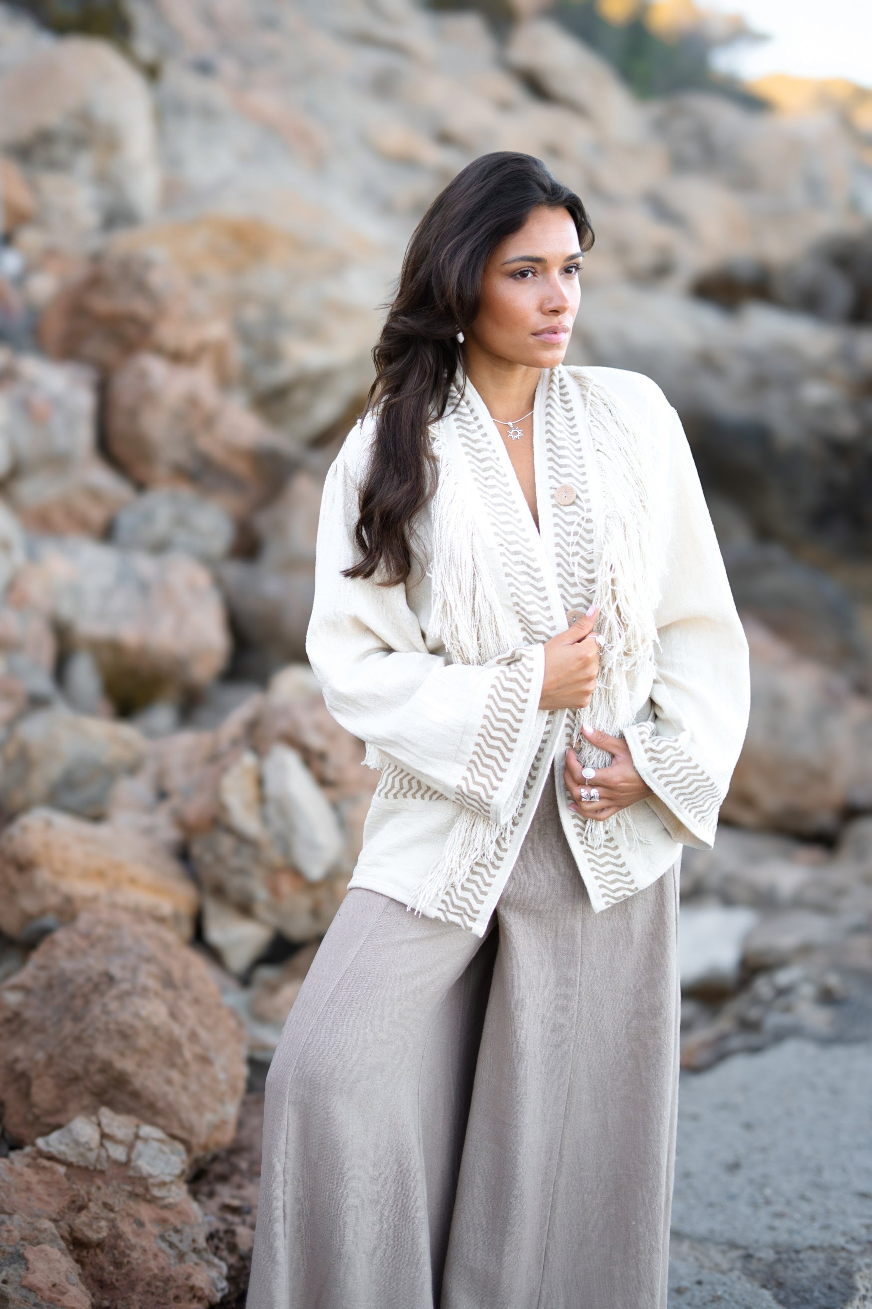 Bohemian kimono in ecru van ibzmode, Brands of Ibiza