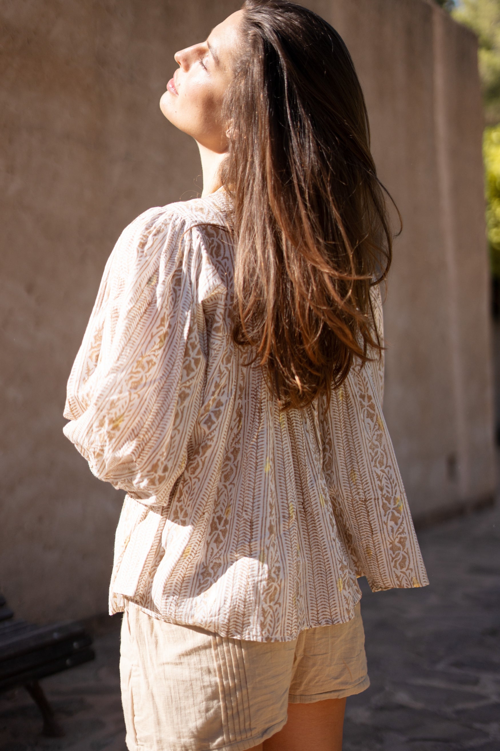 Bohemian blouse in sand van ibzmode, Brands of Ibiza