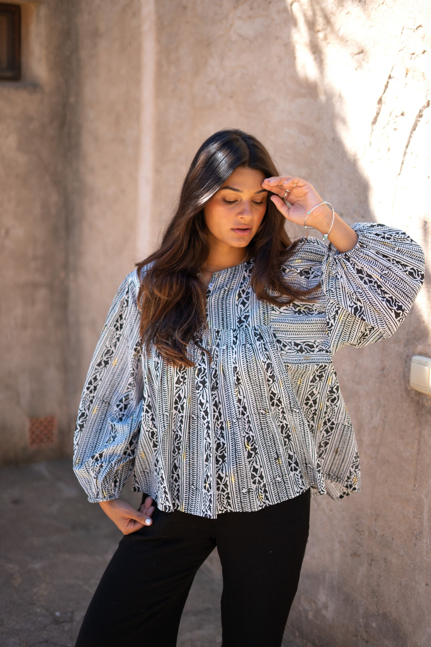Bohemian blouse in black van ibzmode, Brands of Ibiza