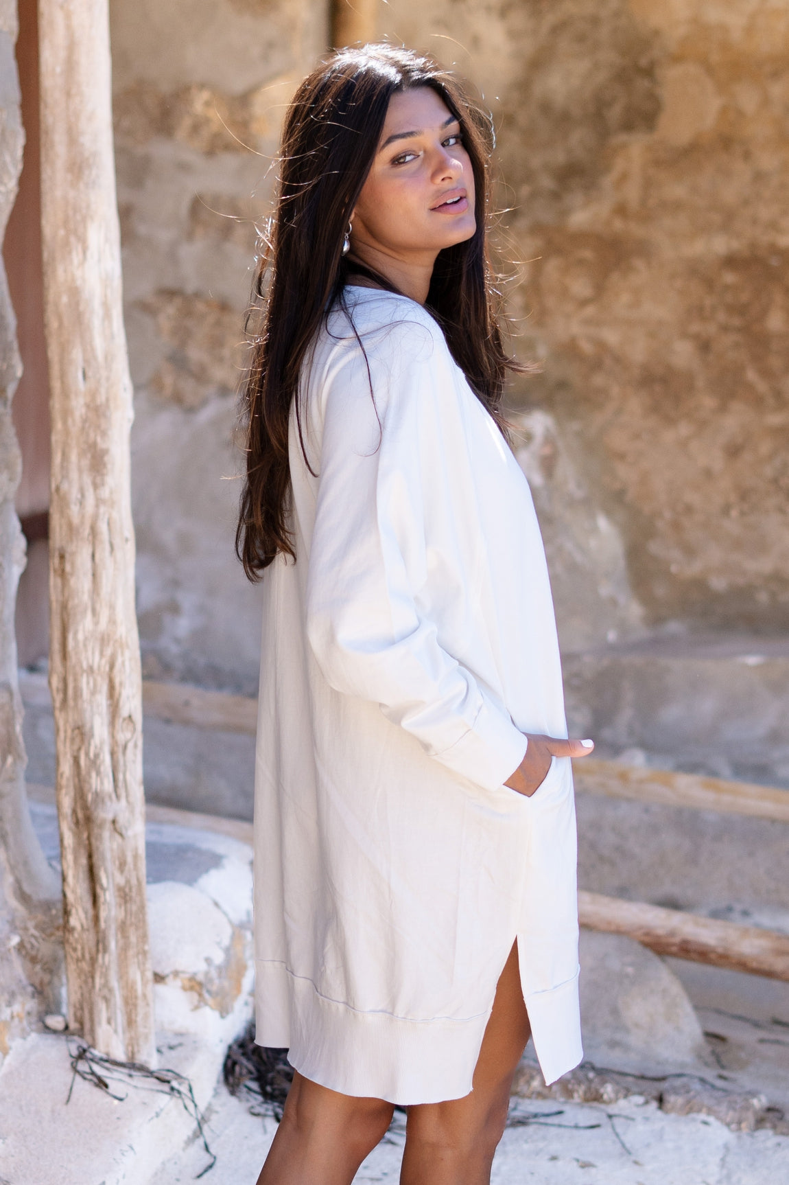 Bohemian jurk in ecru van ibzmode, Brands of Ibiza