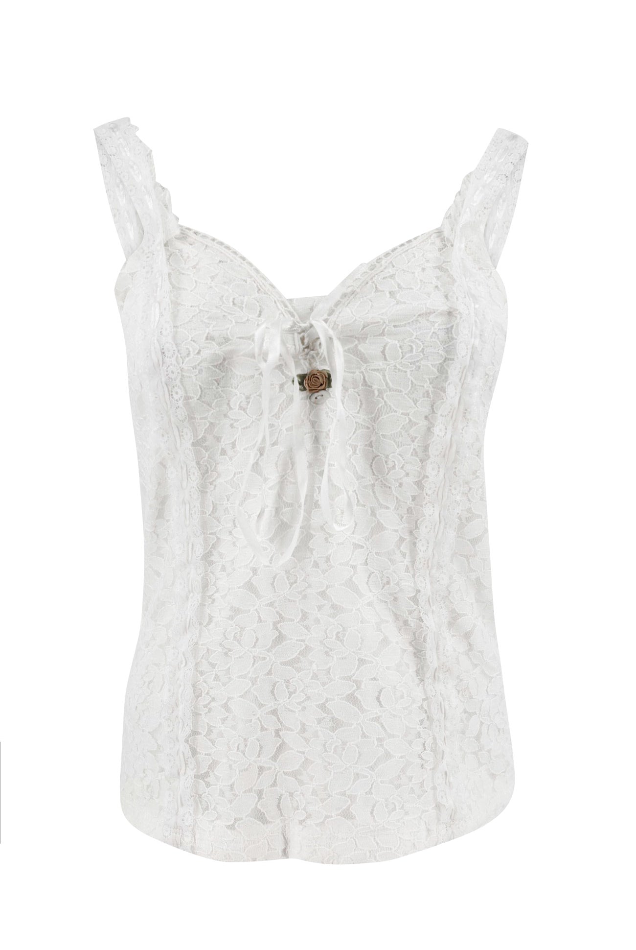 Isla Ibiza Bonita lace singlet Plata cream with tie front detail