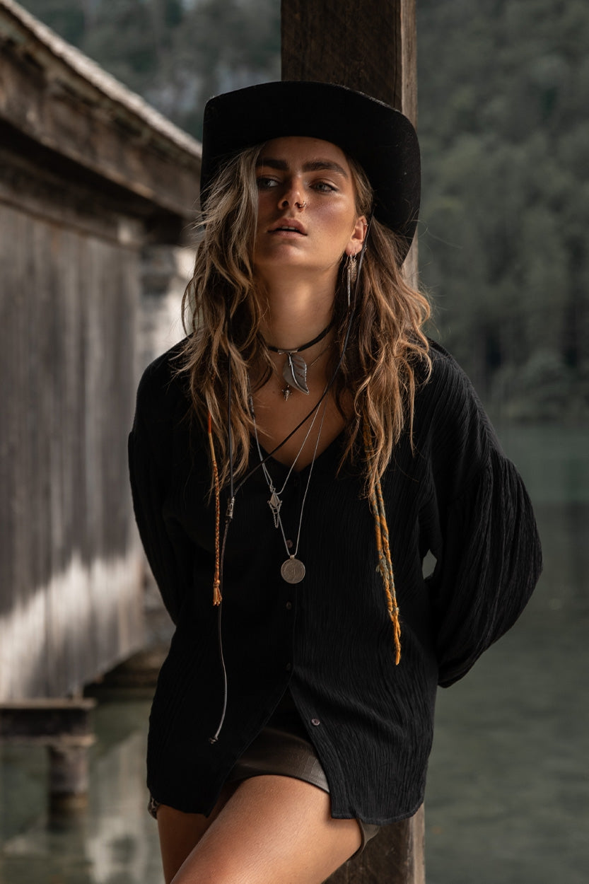 Bohemian rok in stone grey van MOOST Wanted, Brands of Ibiza