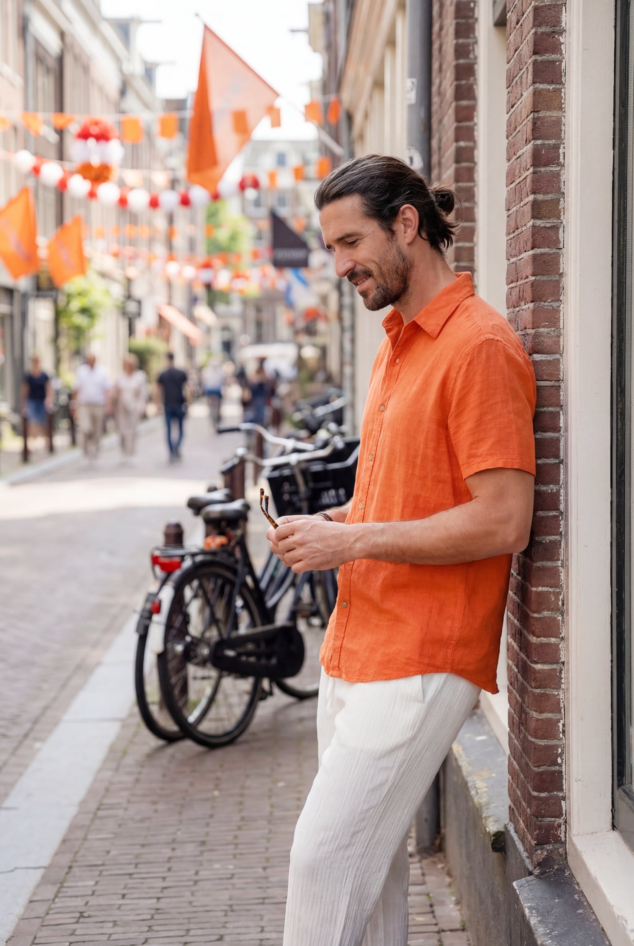 Ibzmode Short Sleeve Blouse Denis Orange men's shirt for King's Day and football matches
