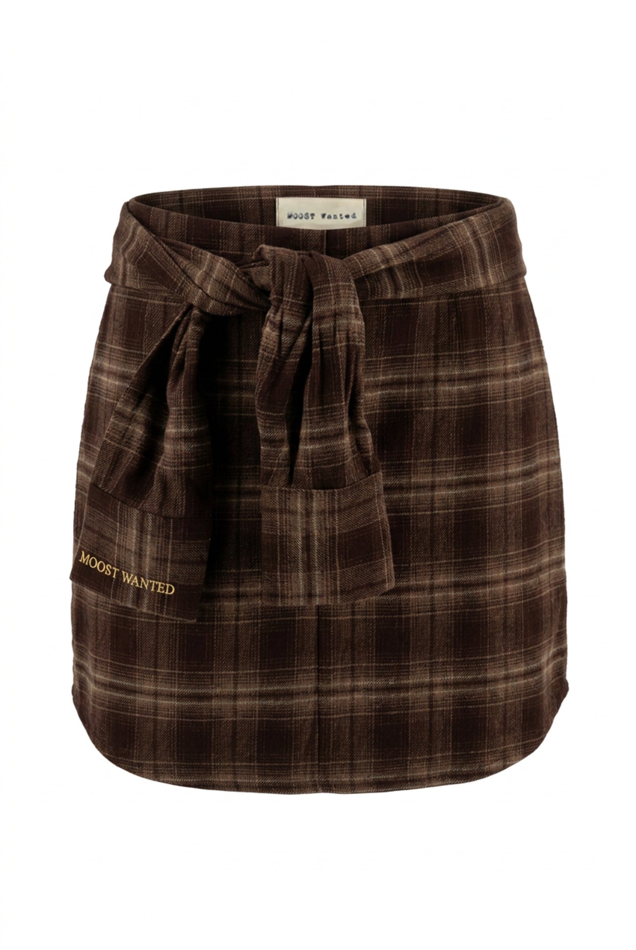 MOOST Wanted Celine Check Skirt Dark Brown geruite boho rok met warme aardetinten