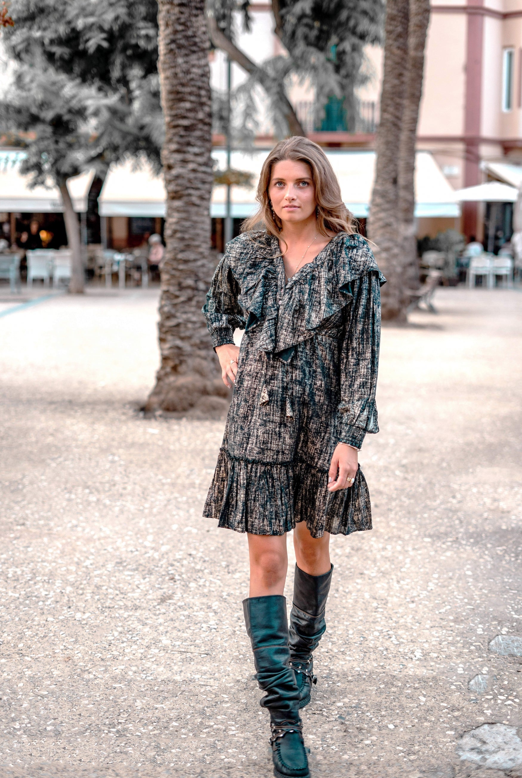 Bohemian jurk in black gold van ibzmode, Brands of Ibiza