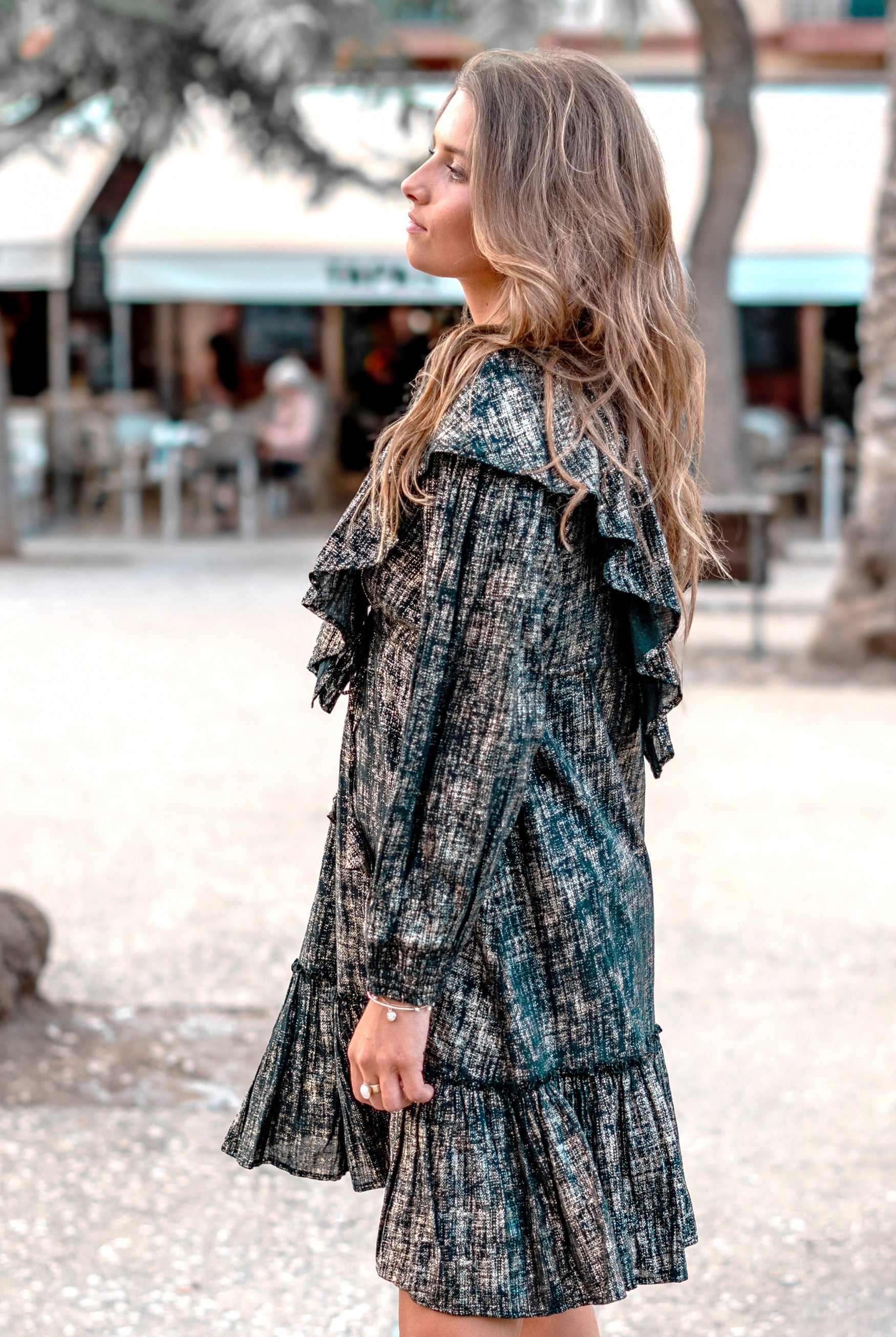 Bohemian jurk in black gold van ibzmode, Brands of Ibiza