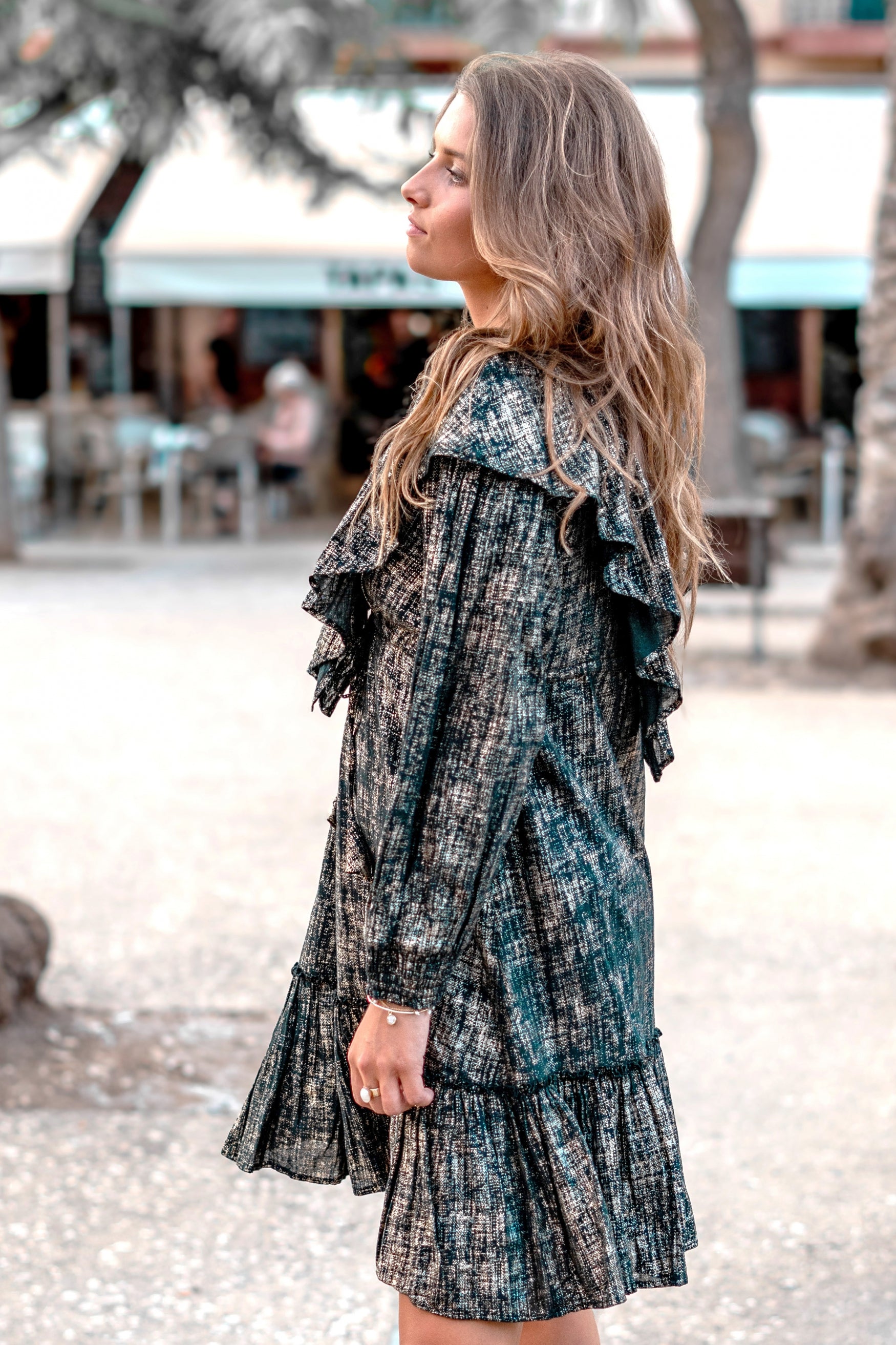 Bohemian jurk in black gold van ibzmode, Brands of Ibiza