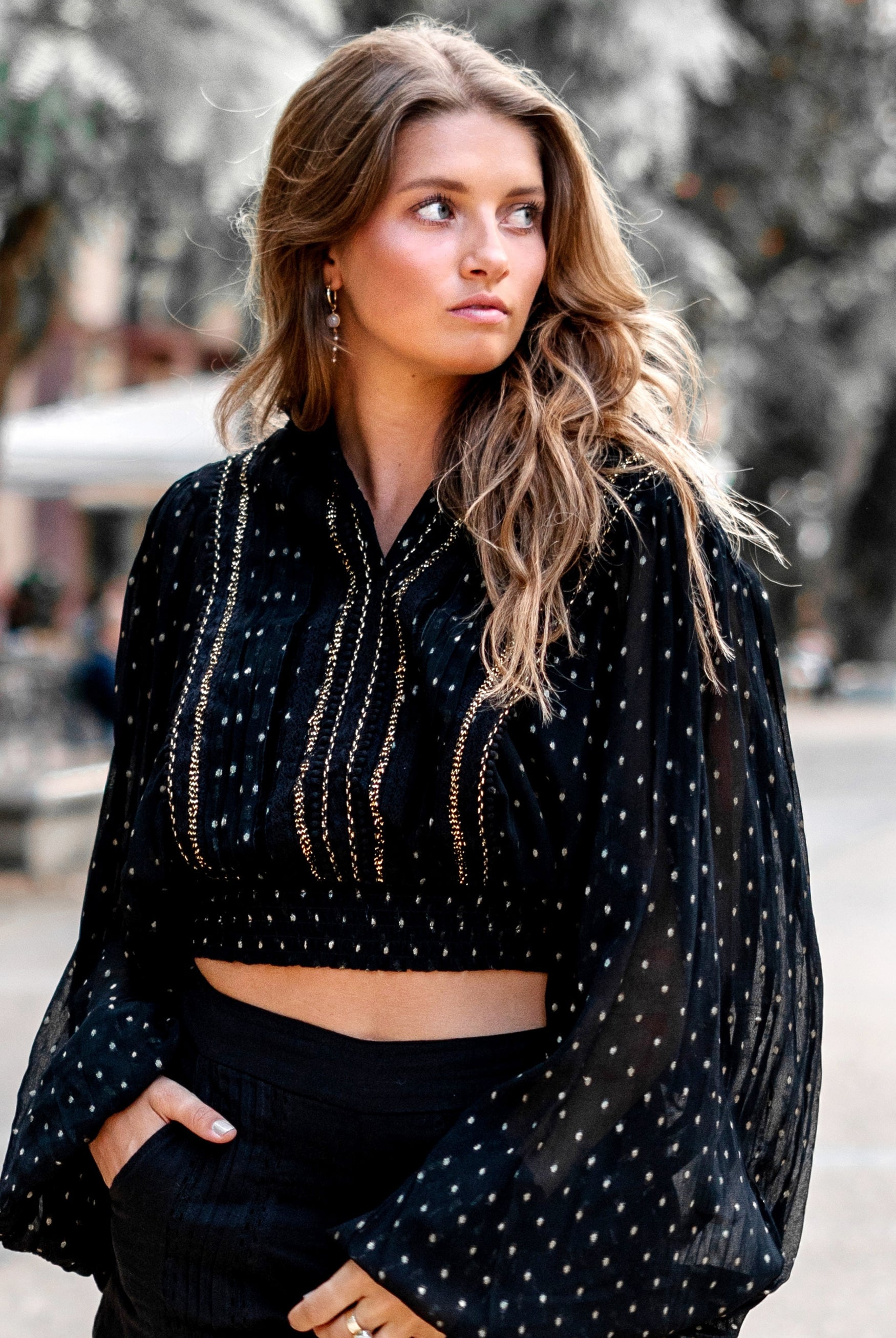 Bohemian blouse in black van ibzmode, Brands of Ibiza