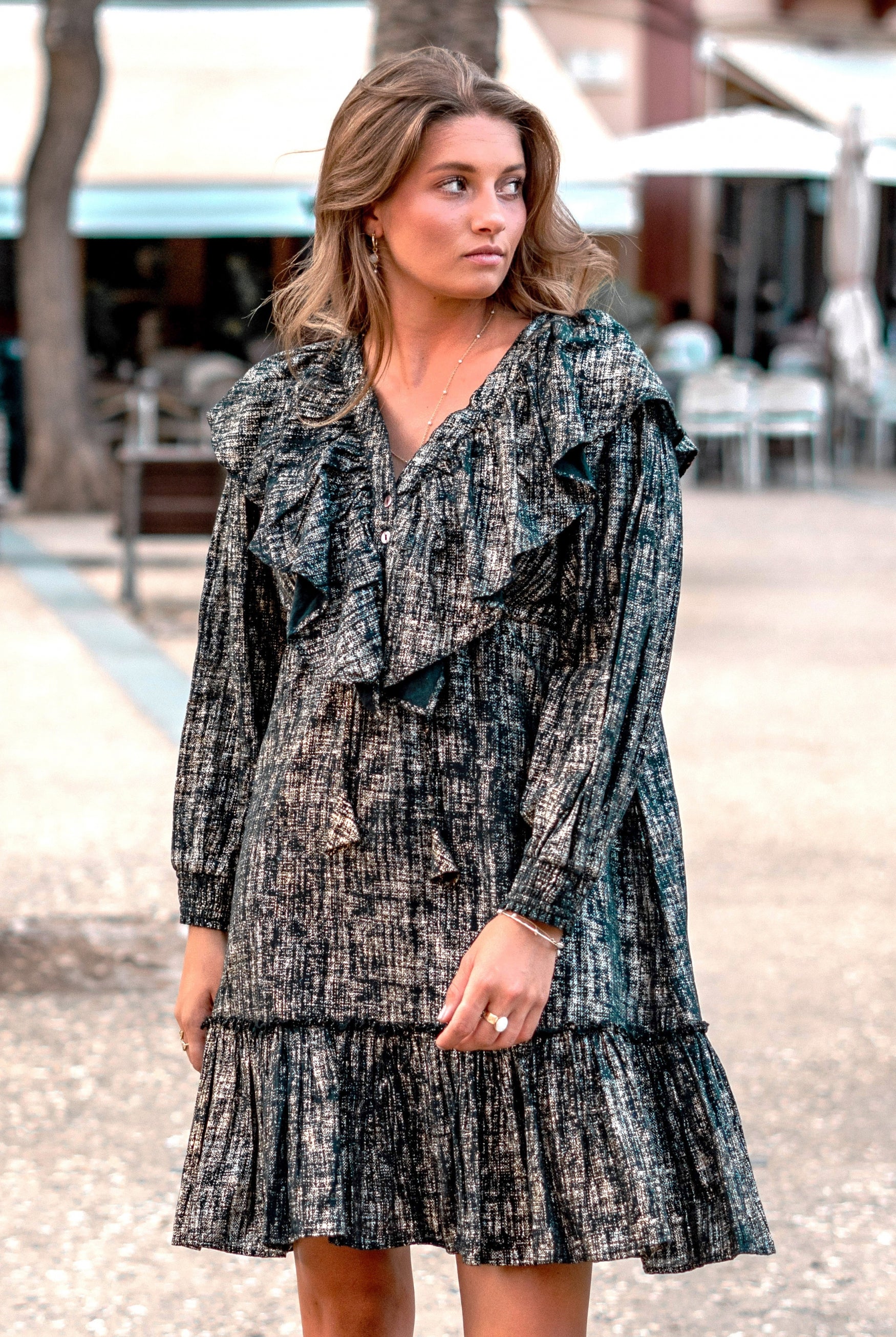 Bohemian jurk in black gold van ibzmode, Brands of Ibiza