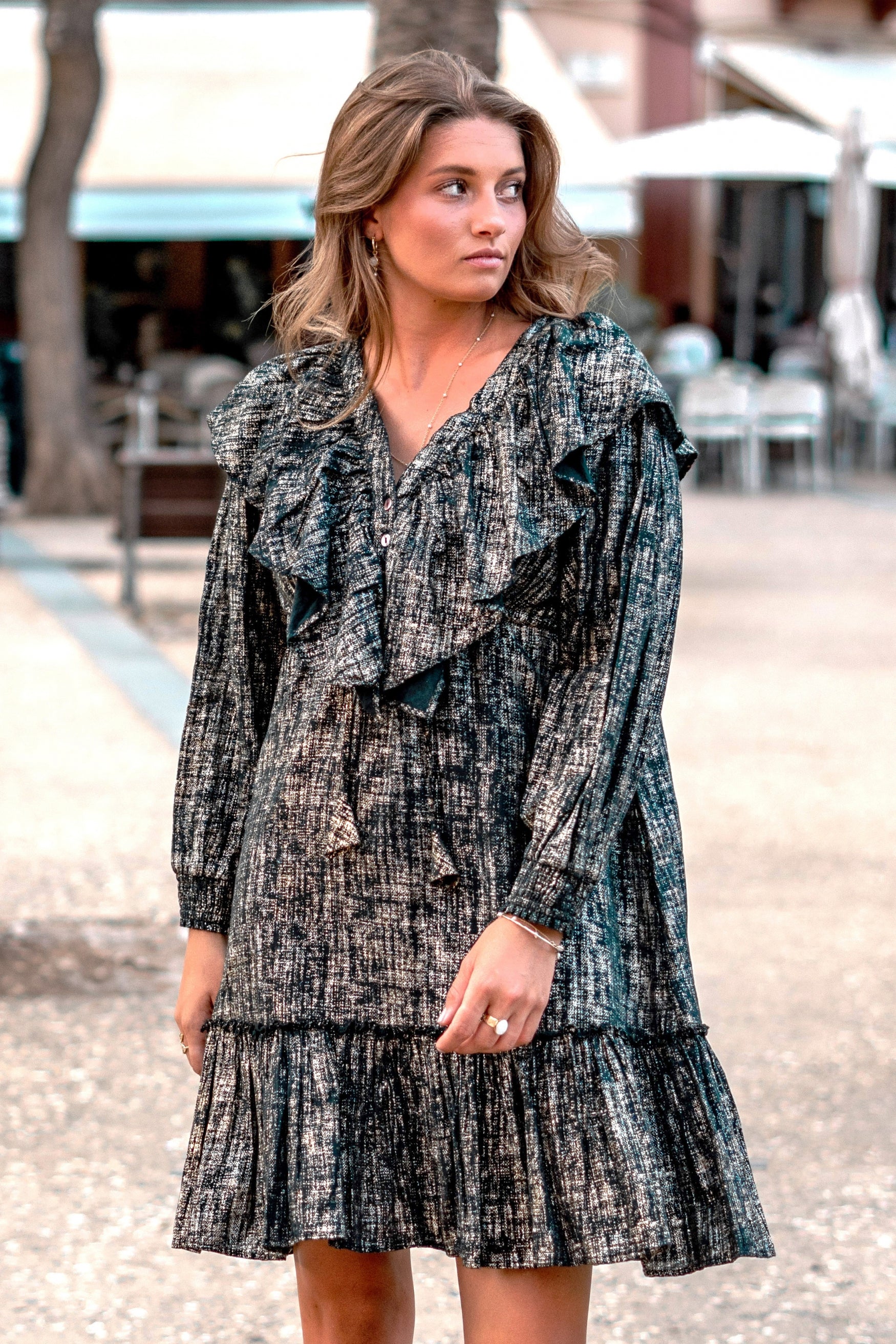 Bohemian jurk in black gold van ibzmode, Brands of Ibiza