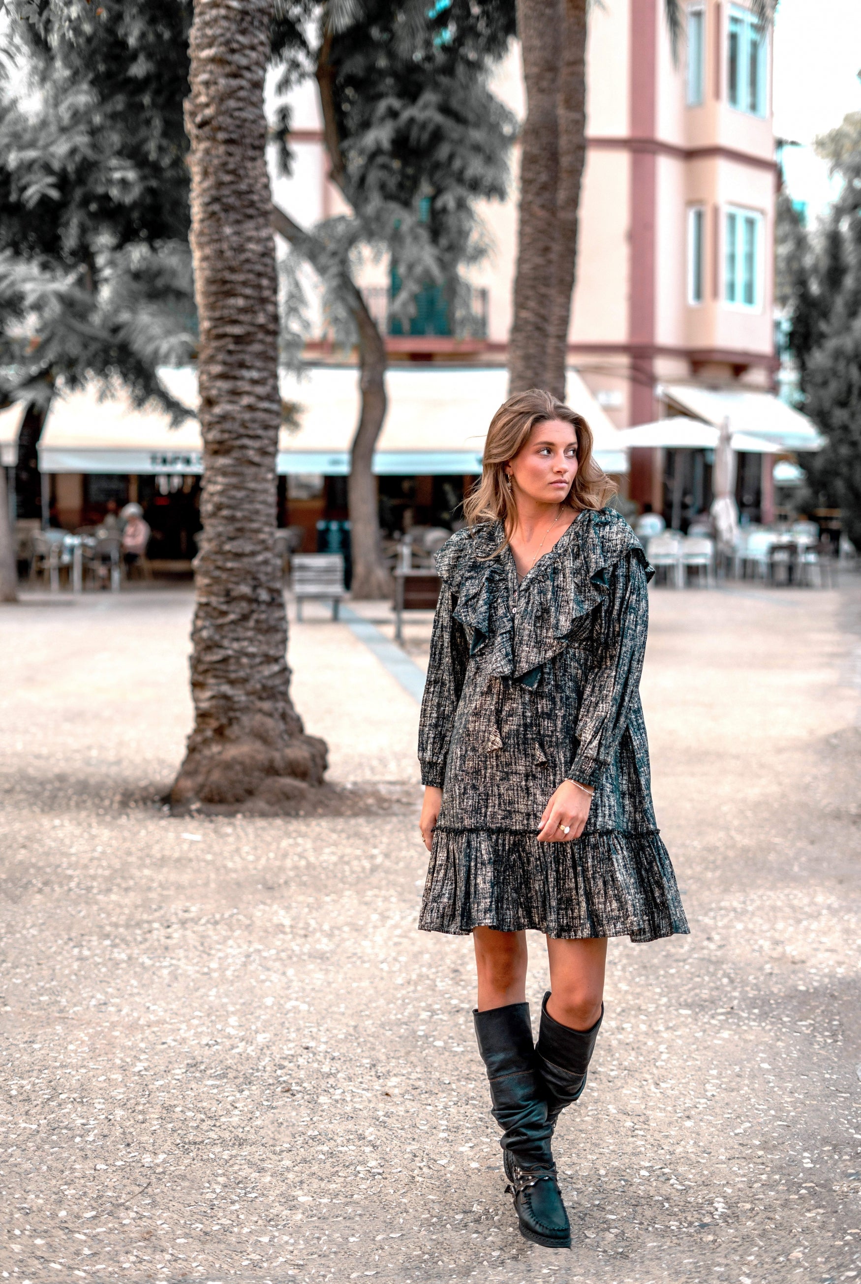 Bohemian jurk in black gold van ibzmode, Brands of Ibiza