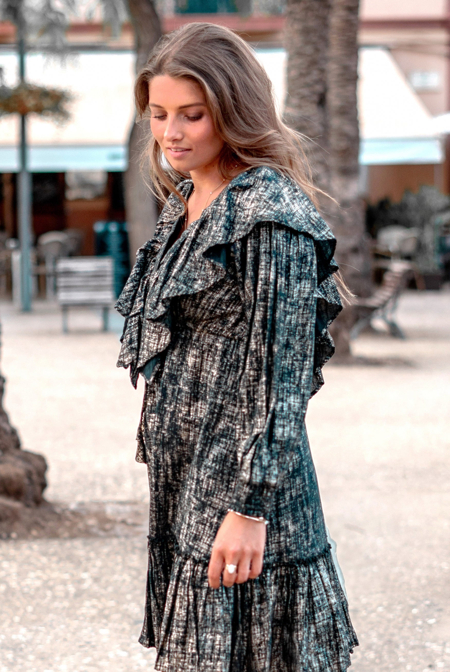 Bohemian jurk in black gold van ibzmode, Brands of Ibiza