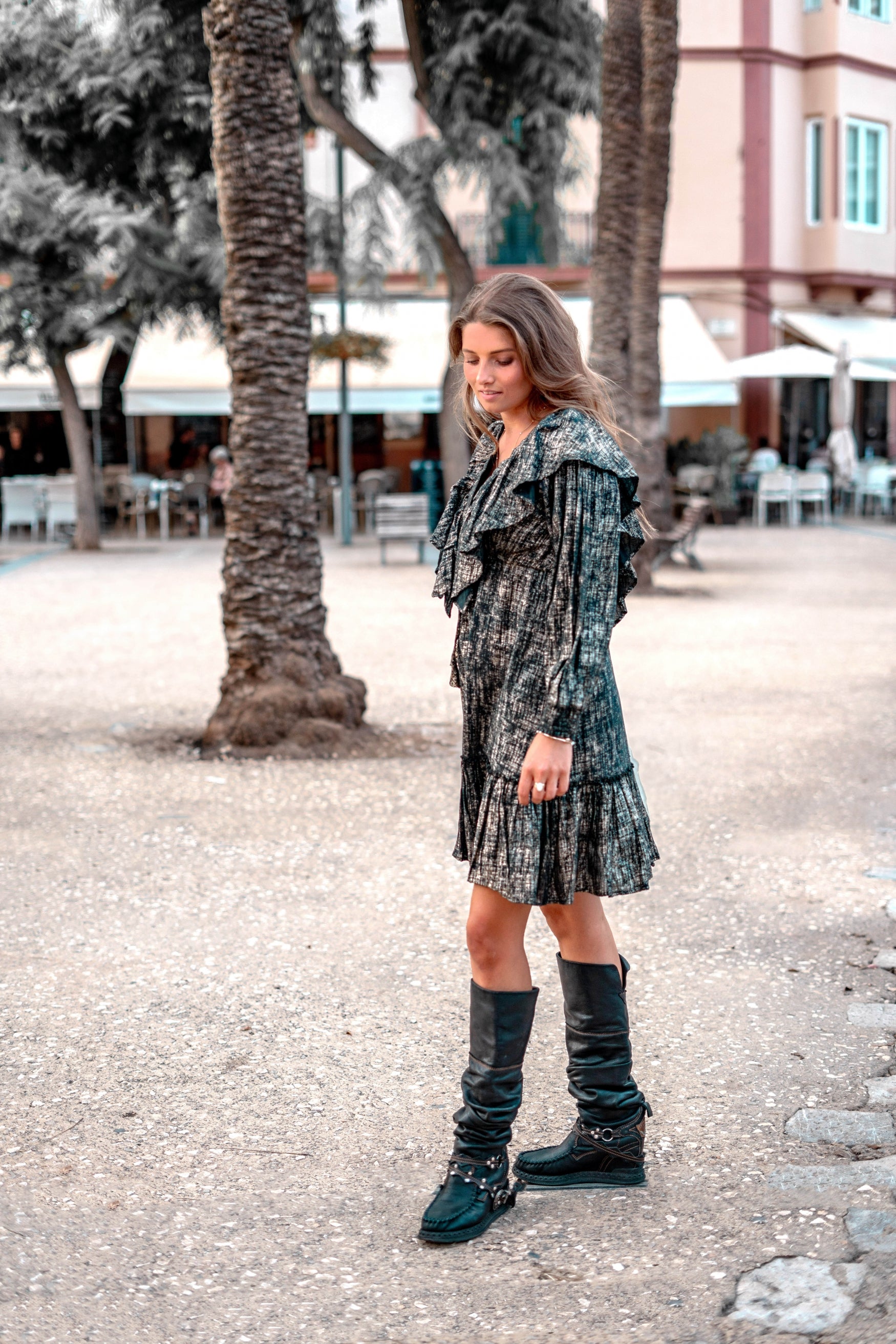 Bohemian jurk in black gold van ibzmode, Brands of Ibiza