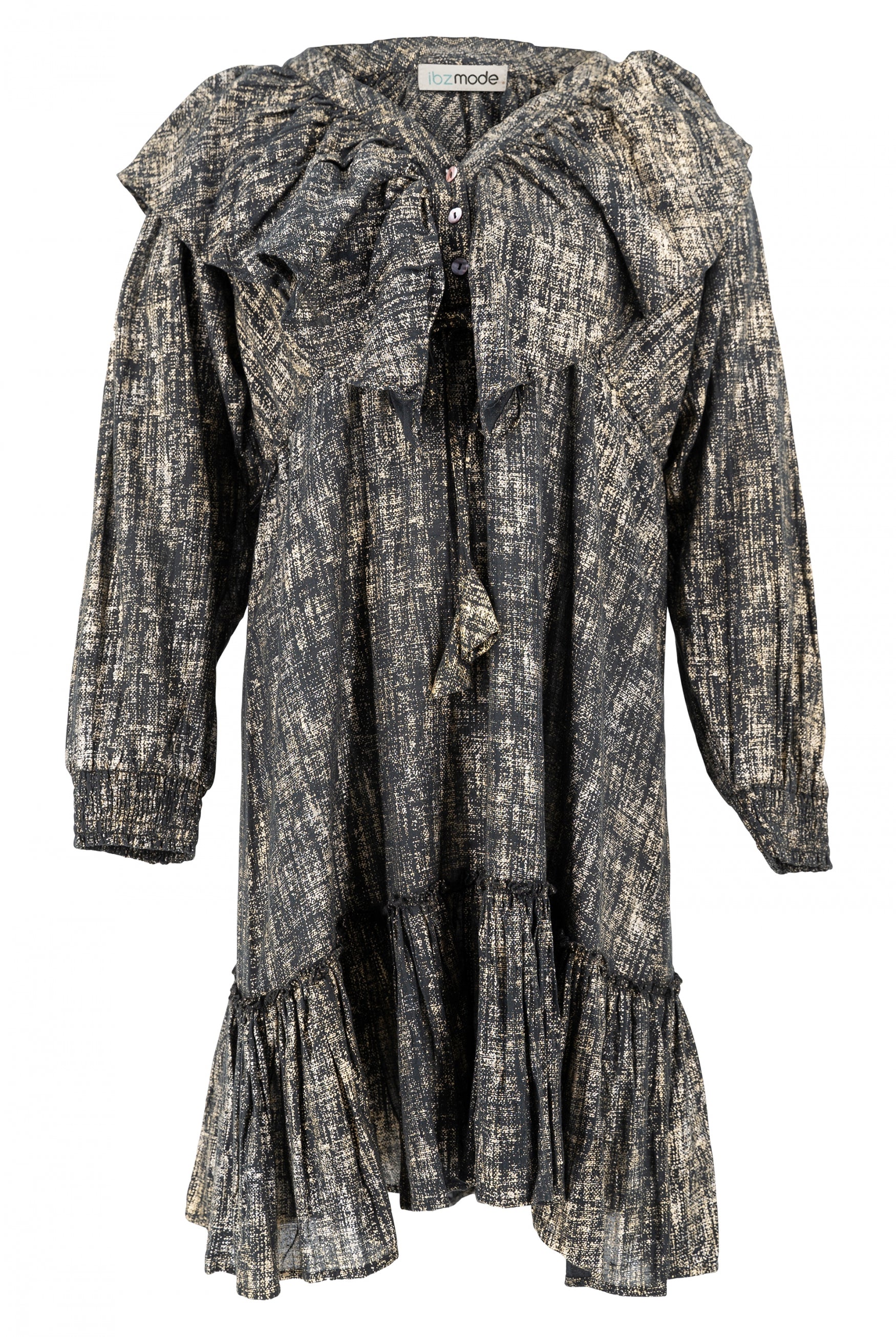 Bohemian jurk in black gold van ibzmode, Brands of Ibiza