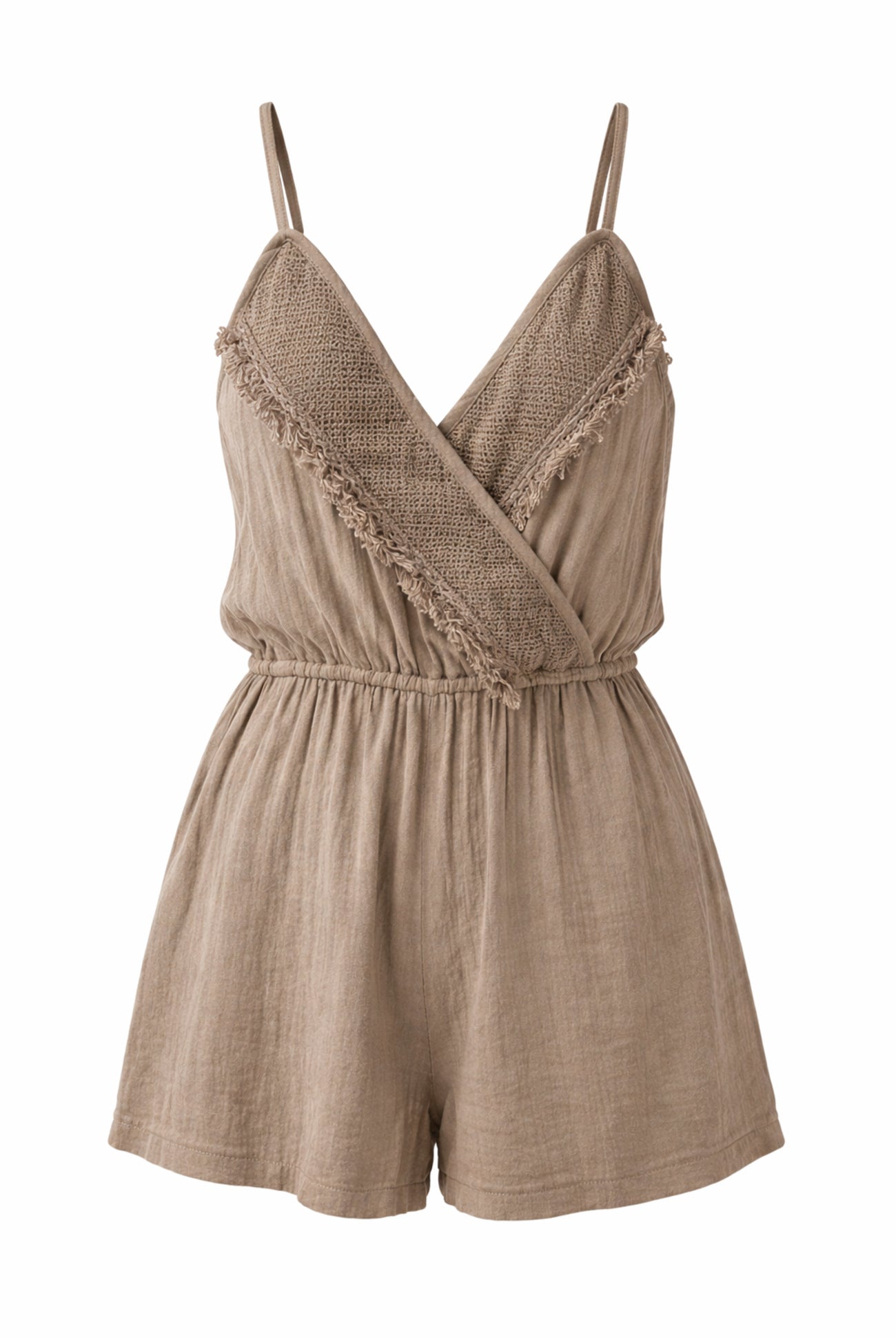 Ibizamode dark taupe cotton resort playsuit