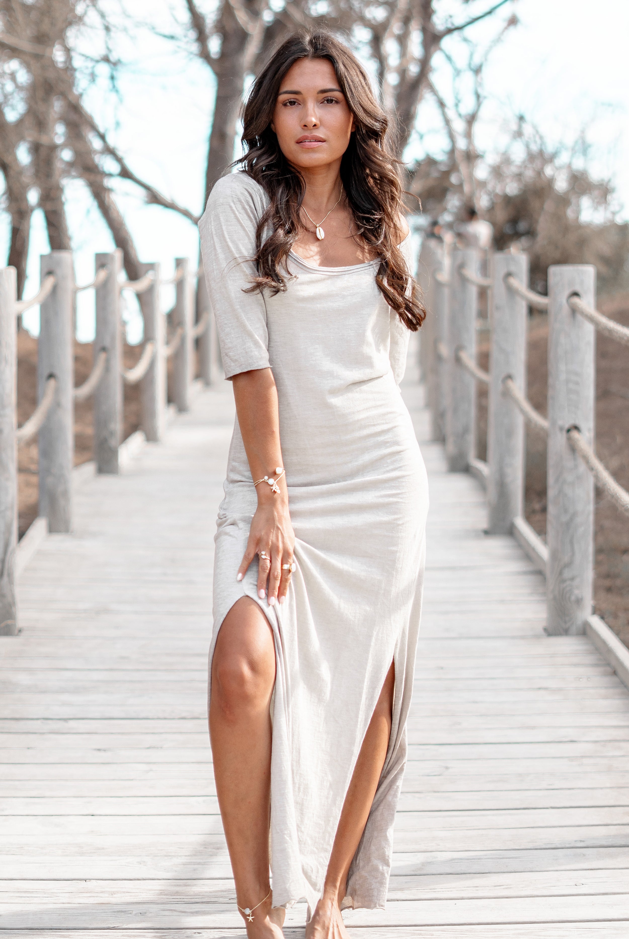 Bohemian dress in ecru from ibzmode, Brands of Ibiza