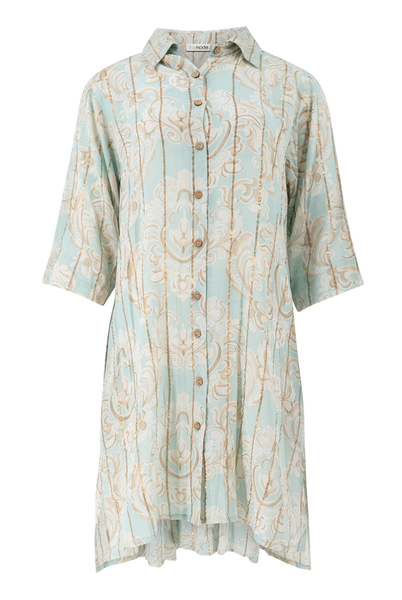Bohemian blouse in pale blue van ibzmode, Brands of Ibiza