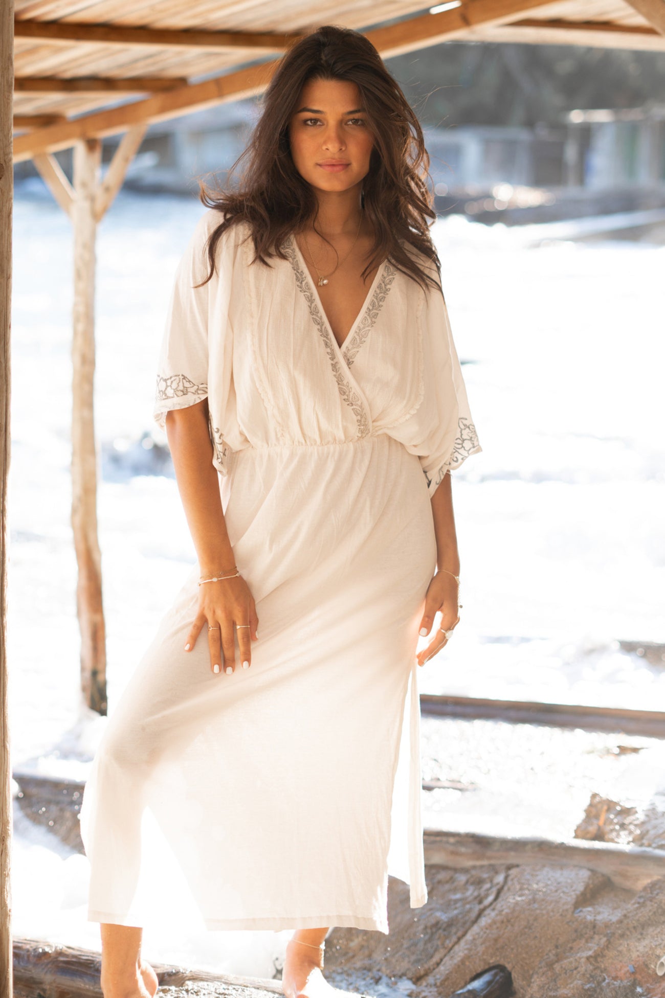 Bohemian jurk in white van ibzmode, Brands of Ibiza