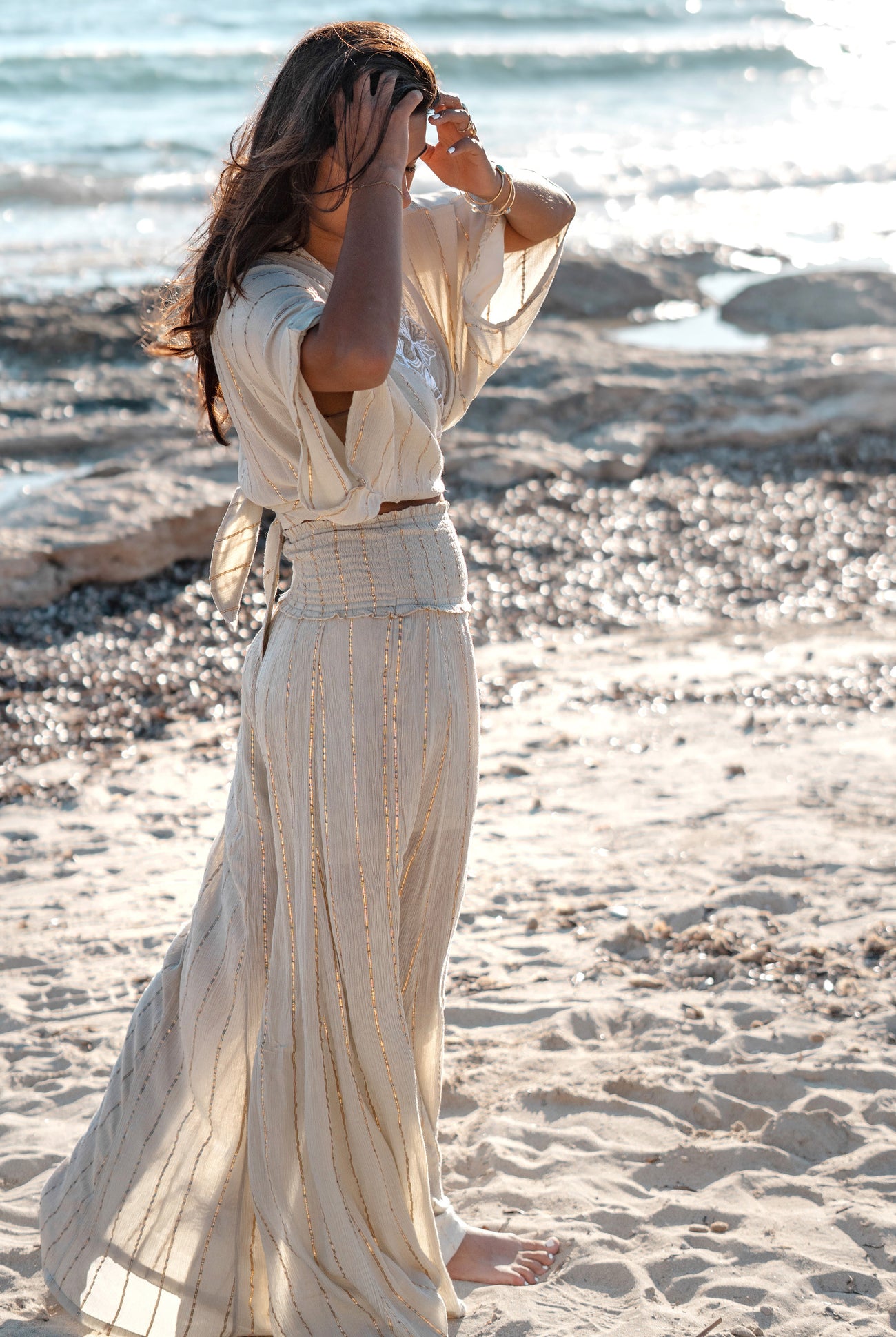 Bohemian kimono in sand van ibzmode, Brands of Ibiza
