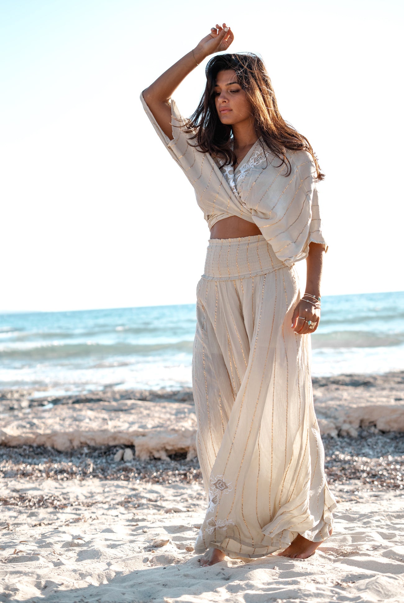 Bohemian kimono in sand van ibzmode, Brands of Ibiza