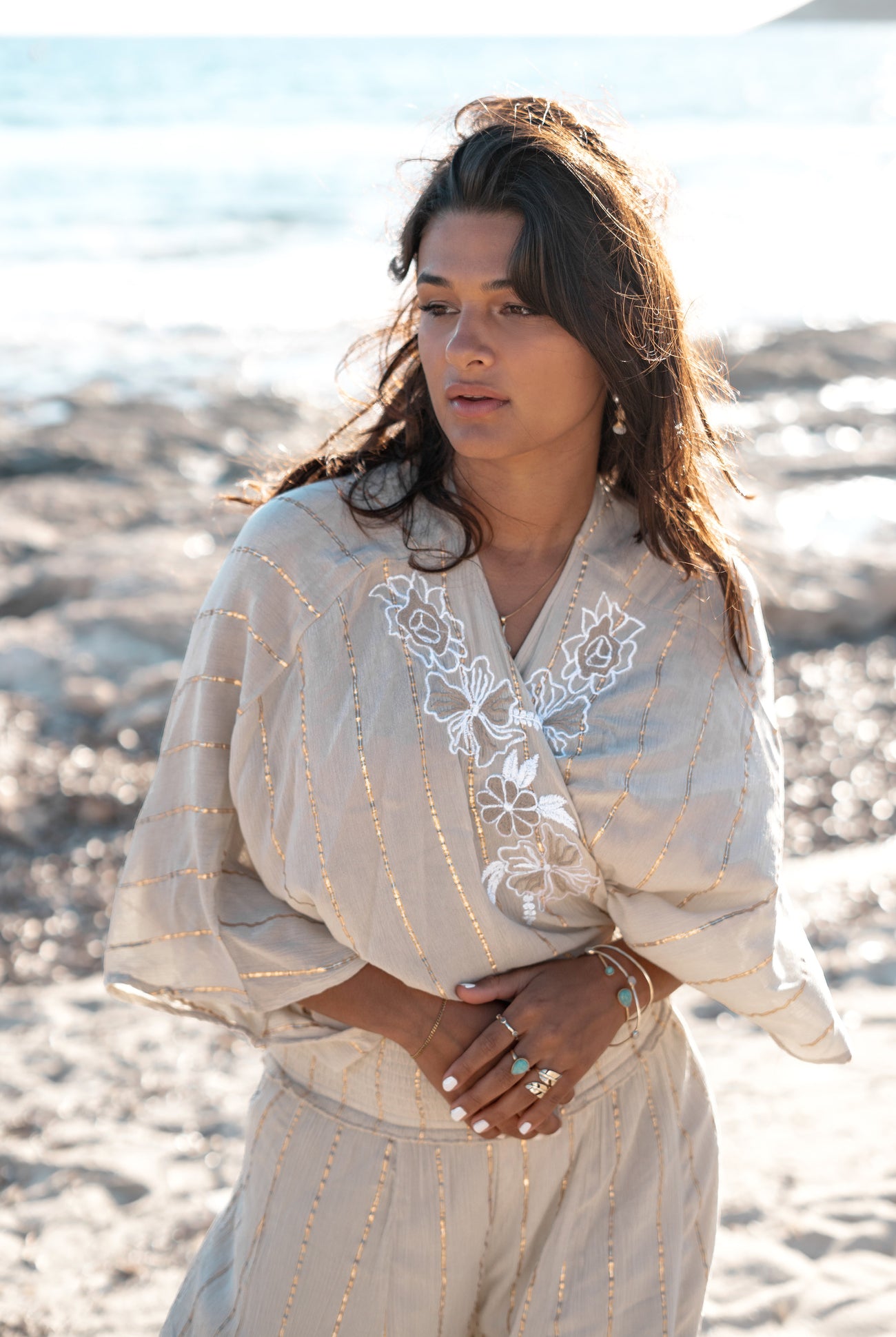 Bohemian kimono in sand van ibzmode, Brands of Ibiza